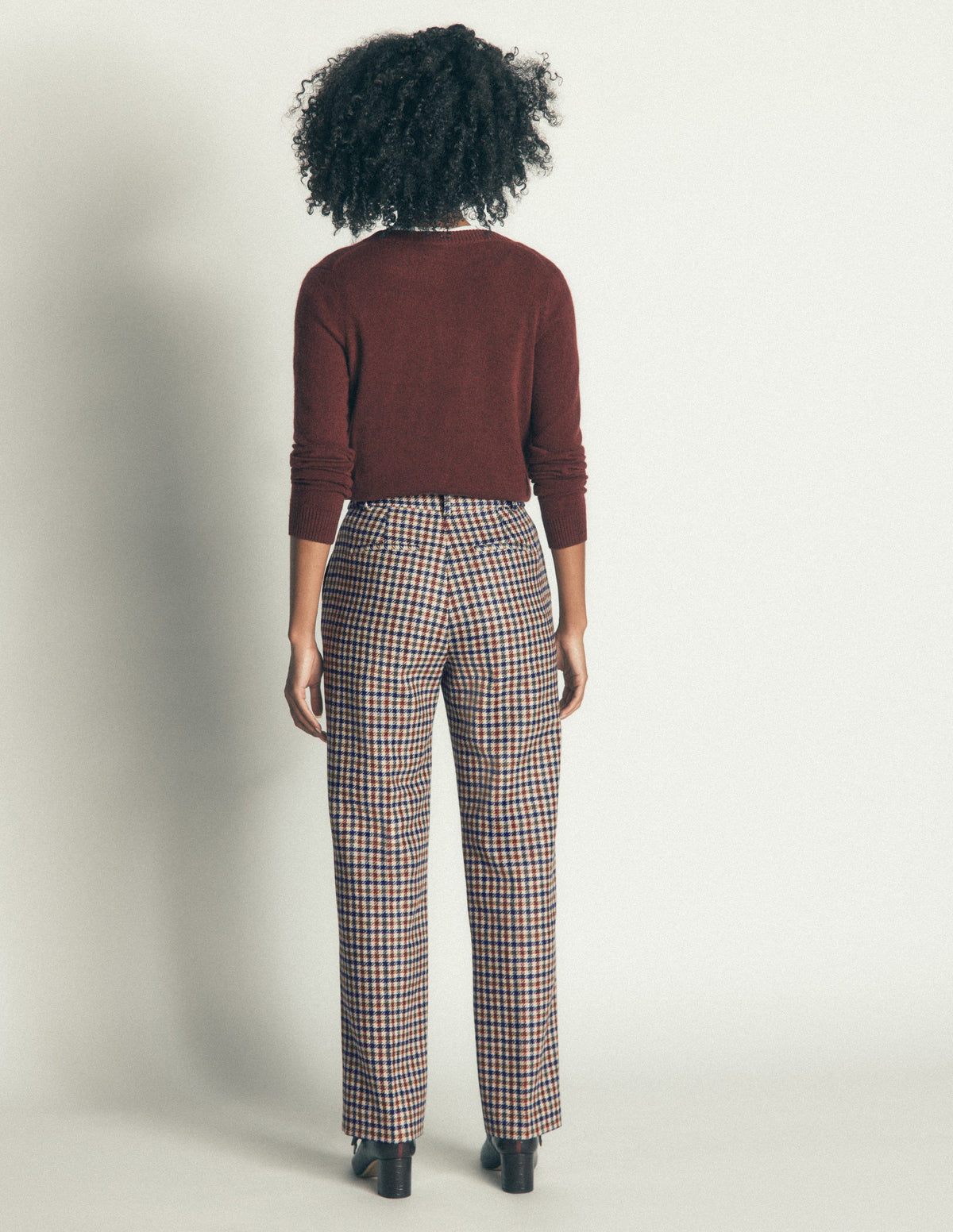 Canonbury Wool Blend Pants-Ivory, Blue and Maroon Check-10