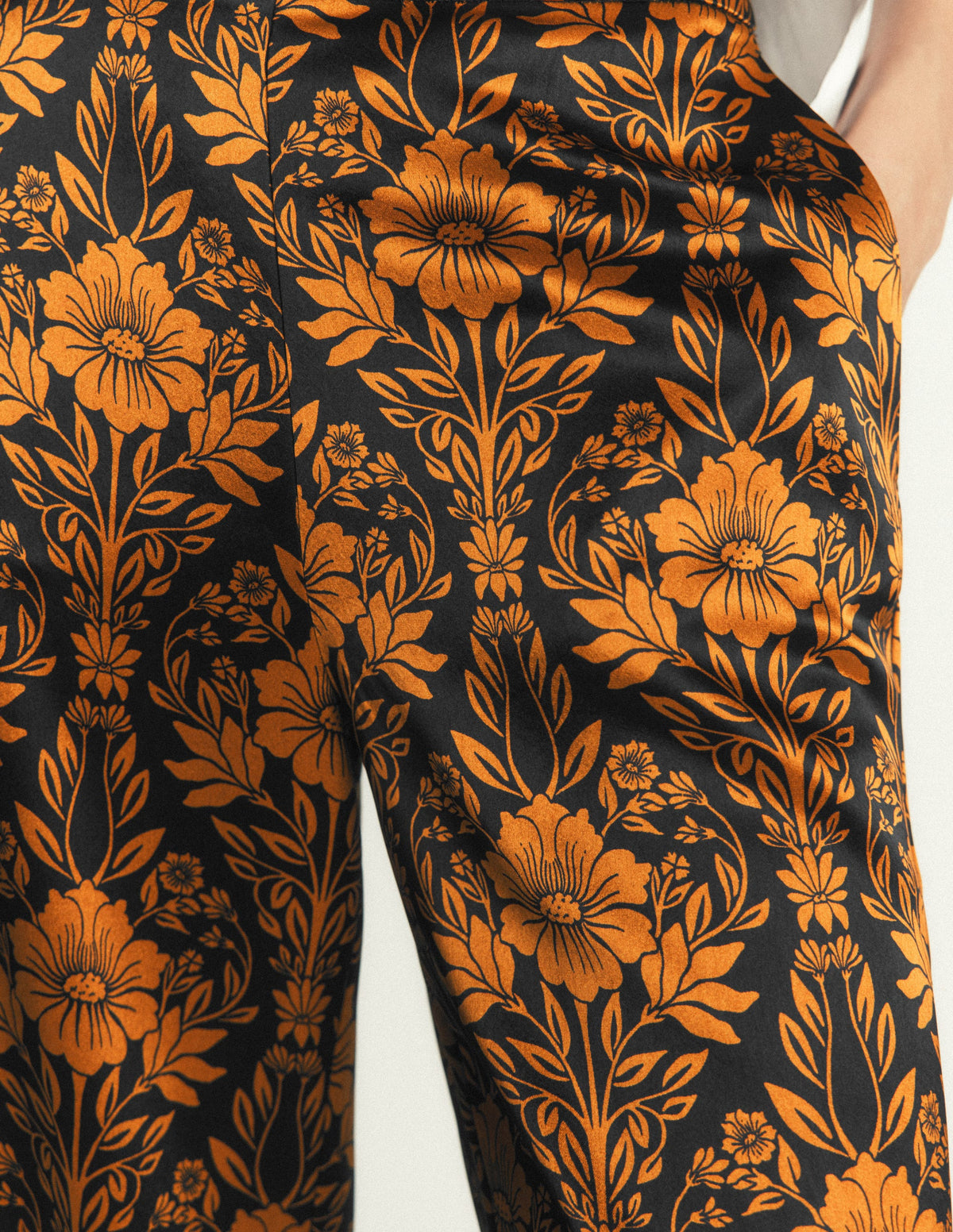 Feather Trim Pants-Flourishing Sprig-3