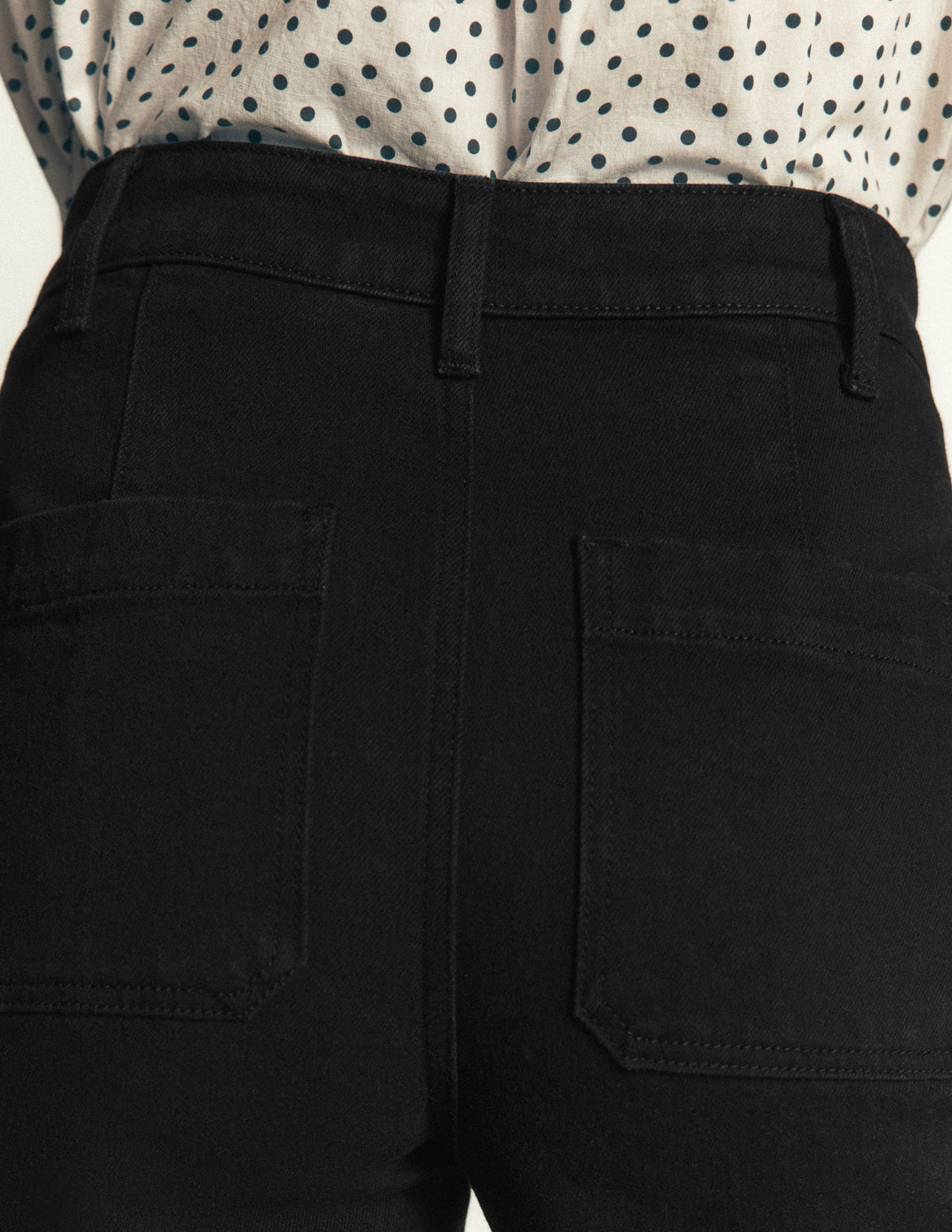 Patch Pocket Flare Jeans-Black-2