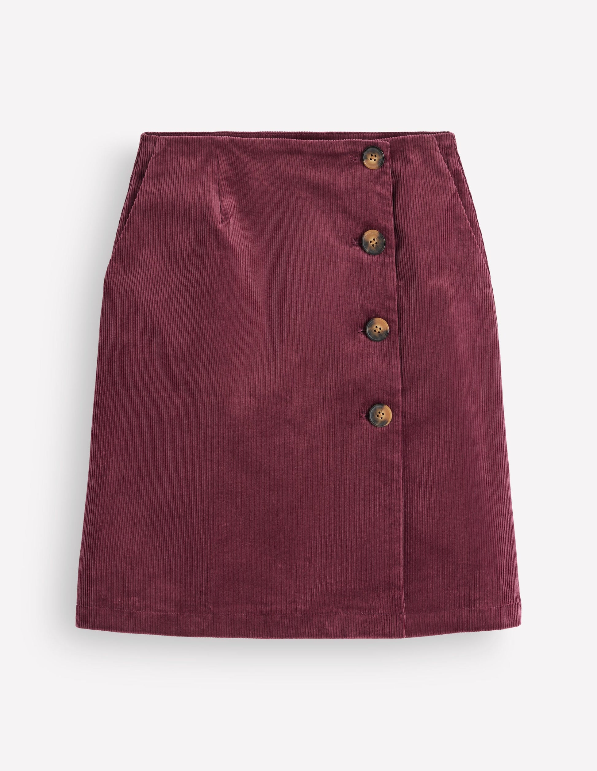 Evelyn Button Cord Wrap Skirt-Dark Crimson-6