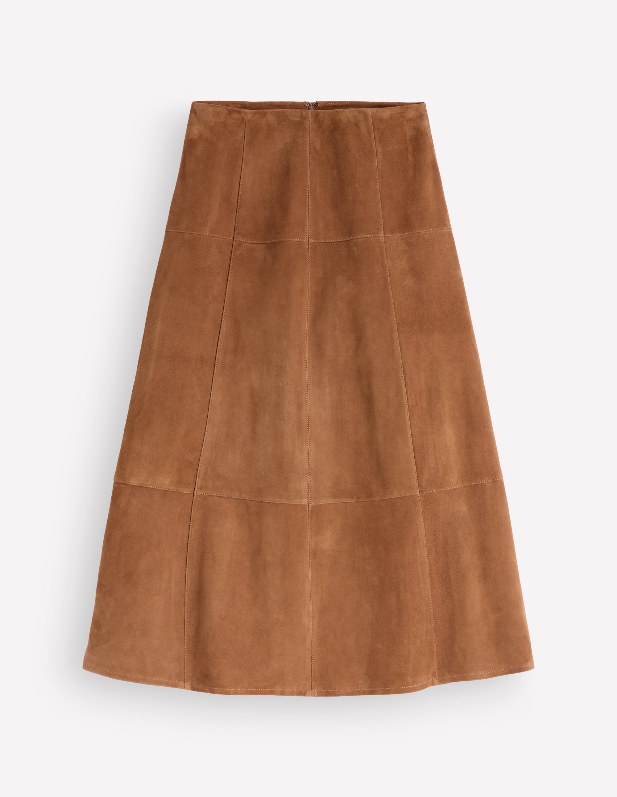 Suede Panelled Midi Skirt-Tan - Image 6