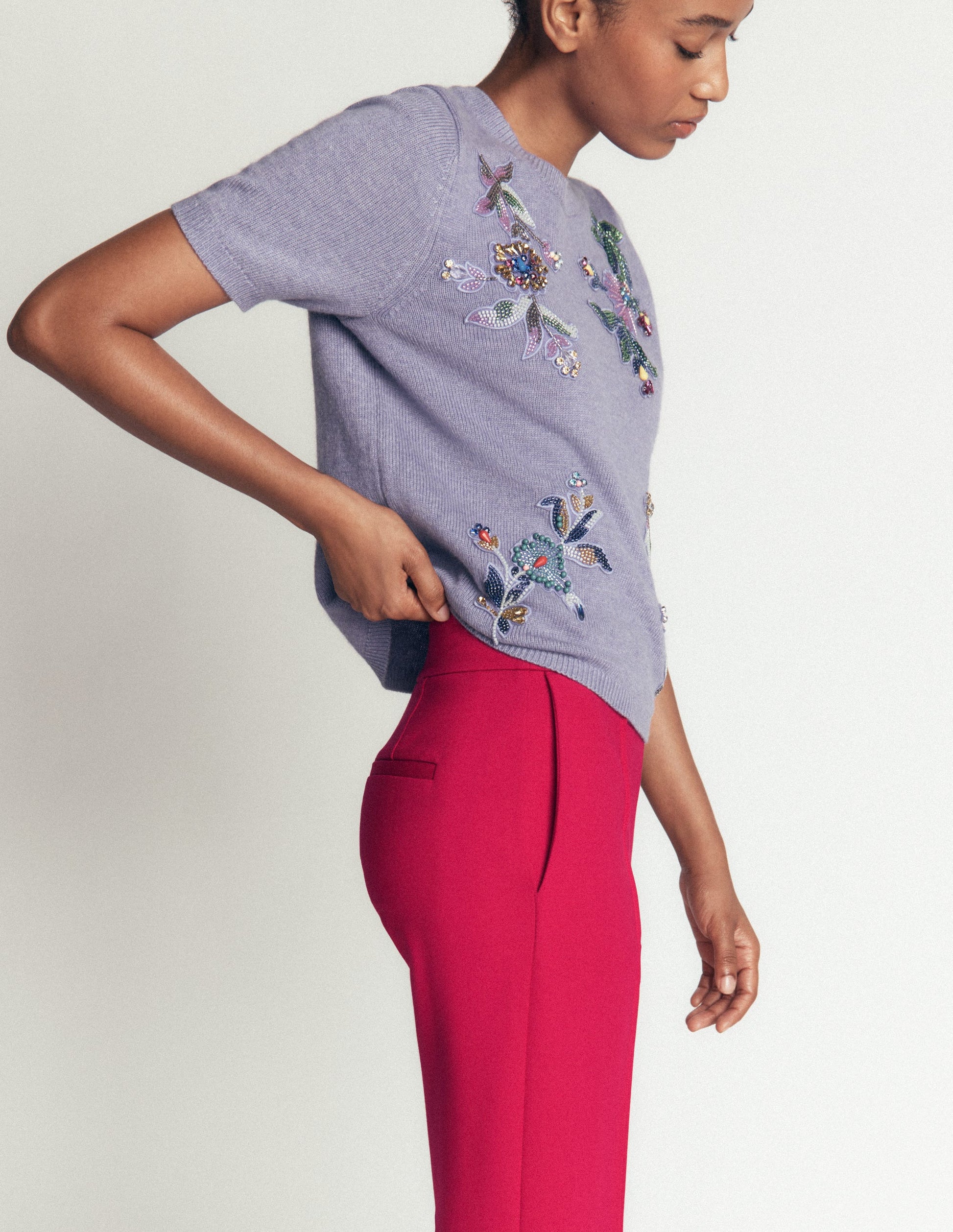 Straight Leg Ponte Pants-Pomegranate-2