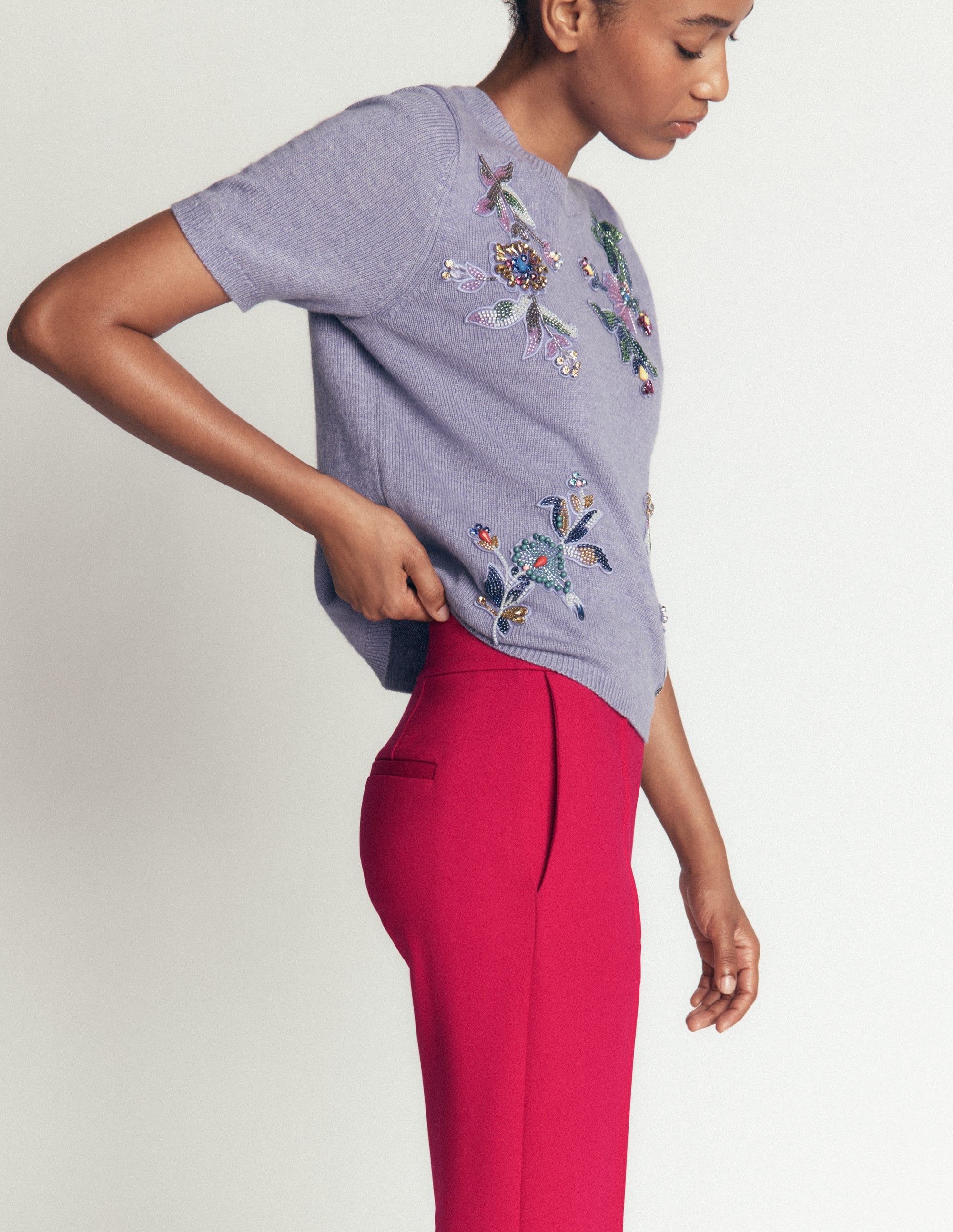 Straight Leg Ponte Pants-Pomegranate - Image 2
