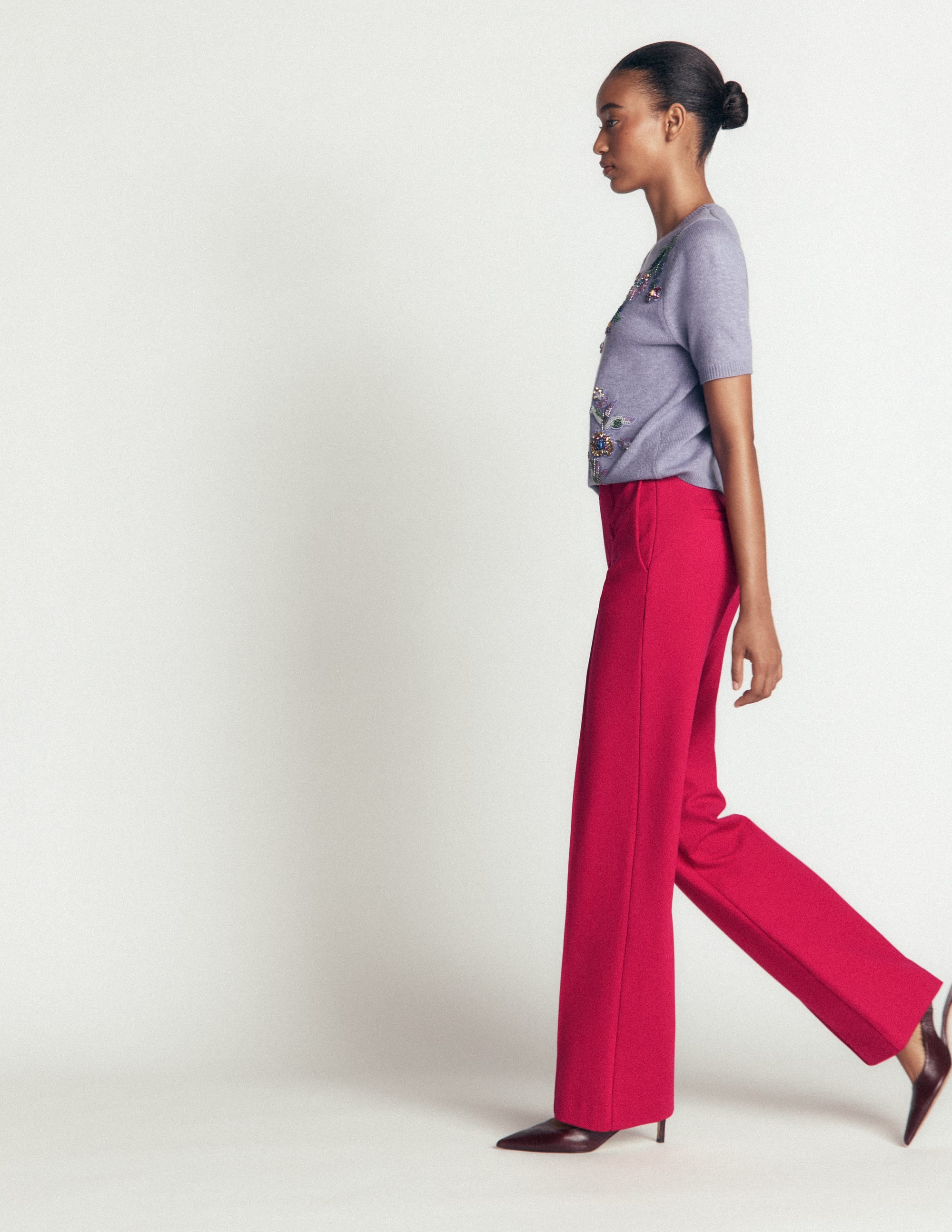 Straight Leg Ponte Pants-Pomegranate - Image 4
