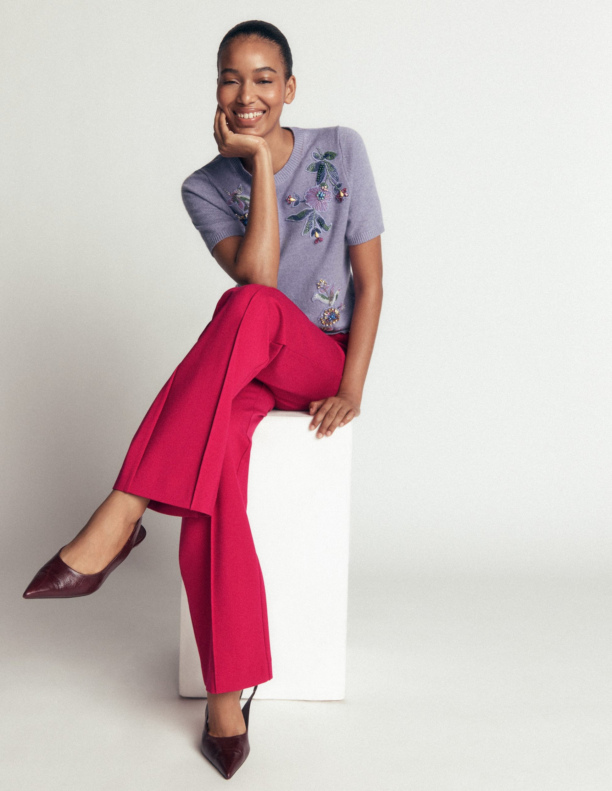Straight Leg Ponte Pants-Pomegranate-5