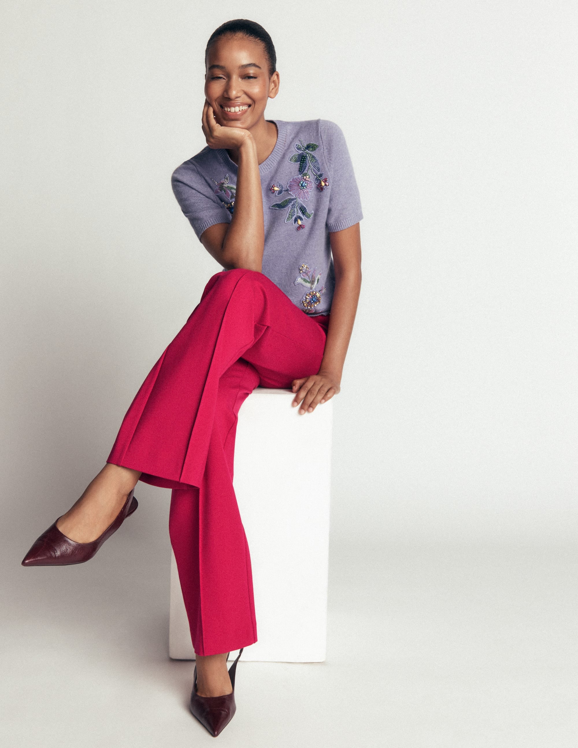 Straight Leg Ponte Pants-Pomegranate - Image 5