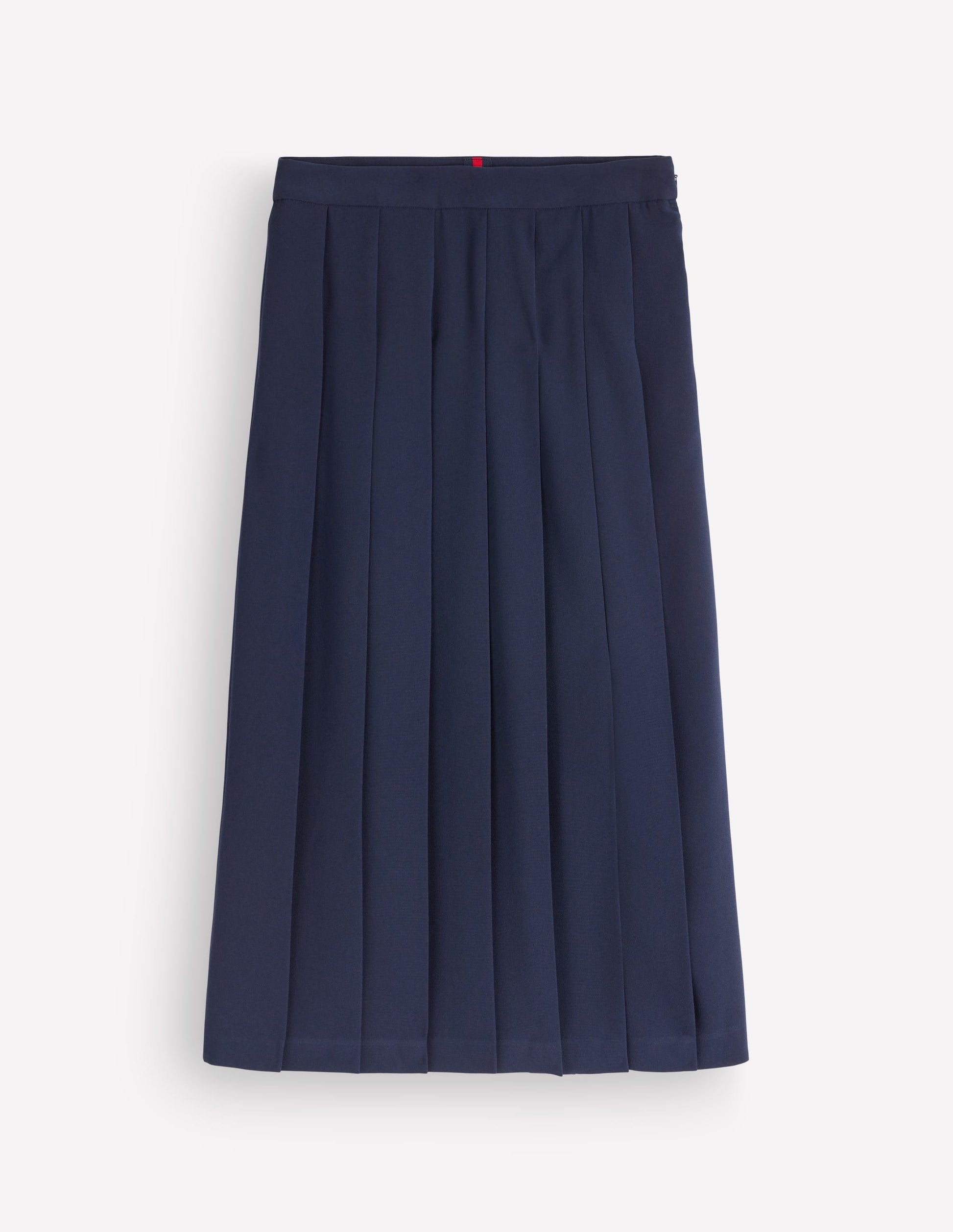 Pleat Side Split Midi Skirt-Navy-6