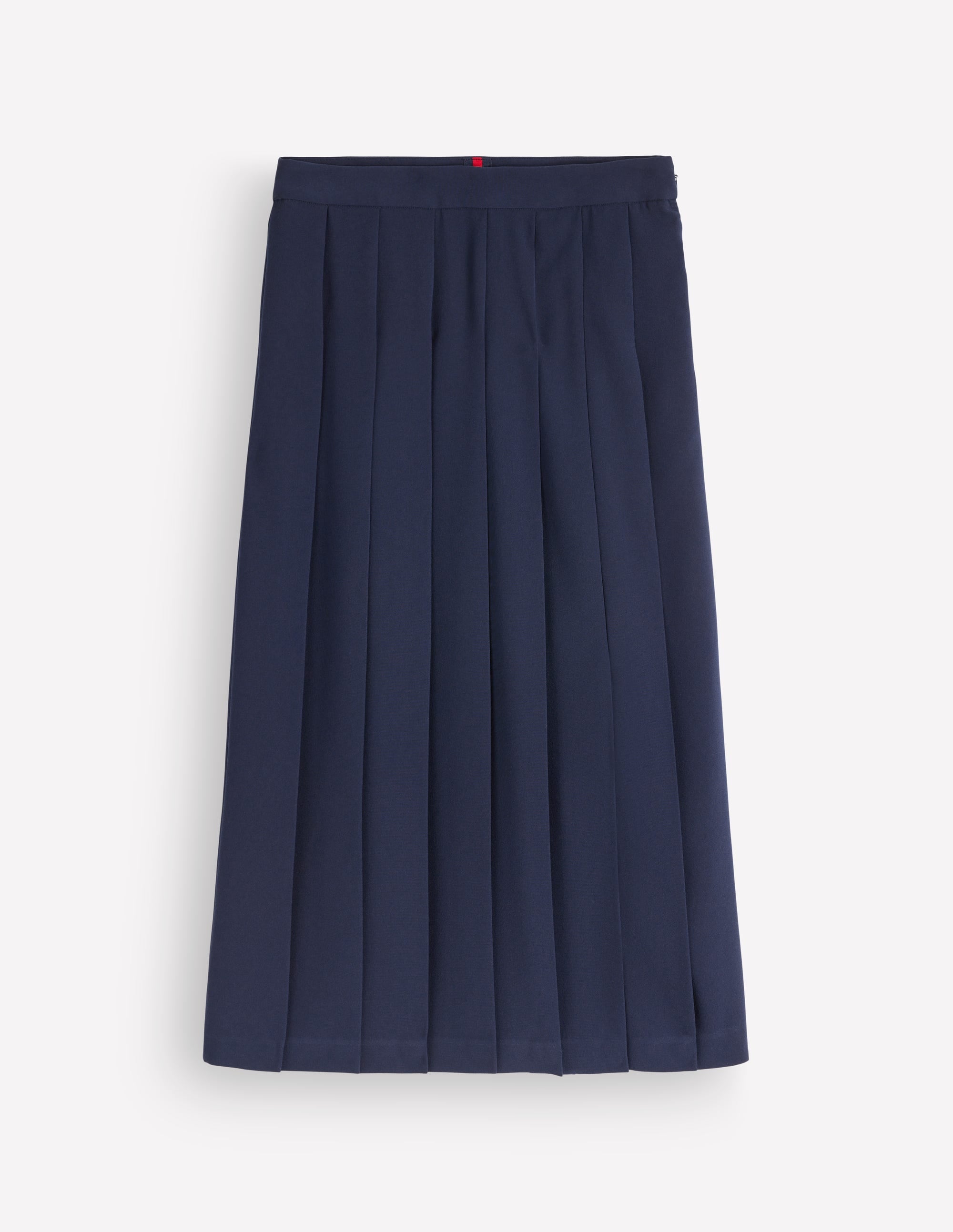 Pleat Side Split Midi Skirt-Navy - Image 6