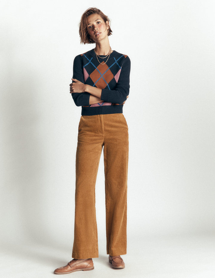 Fitzrovia Cord Column Pants-Gingerbread