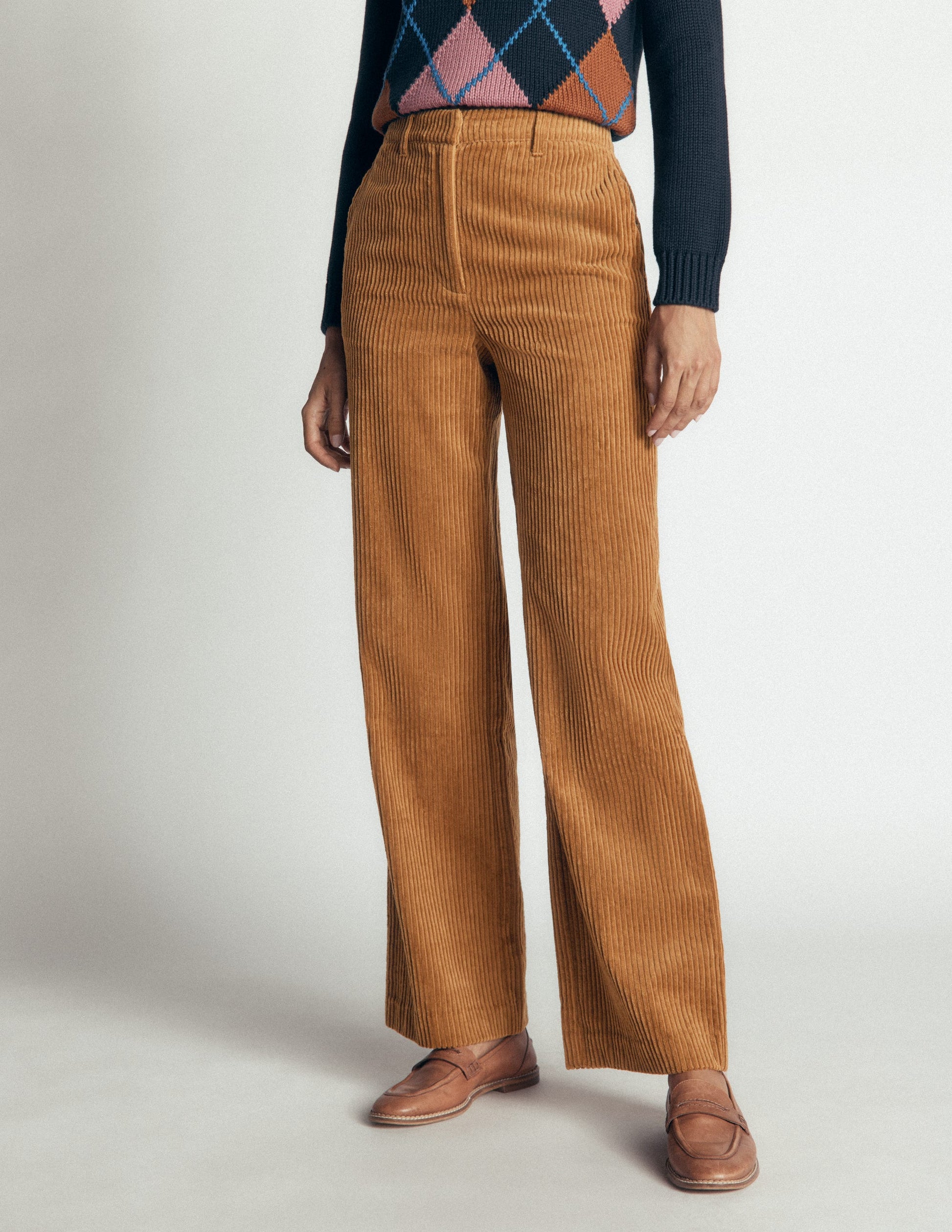 Fitzrovia Cord Column Pants-Gingerbread-4