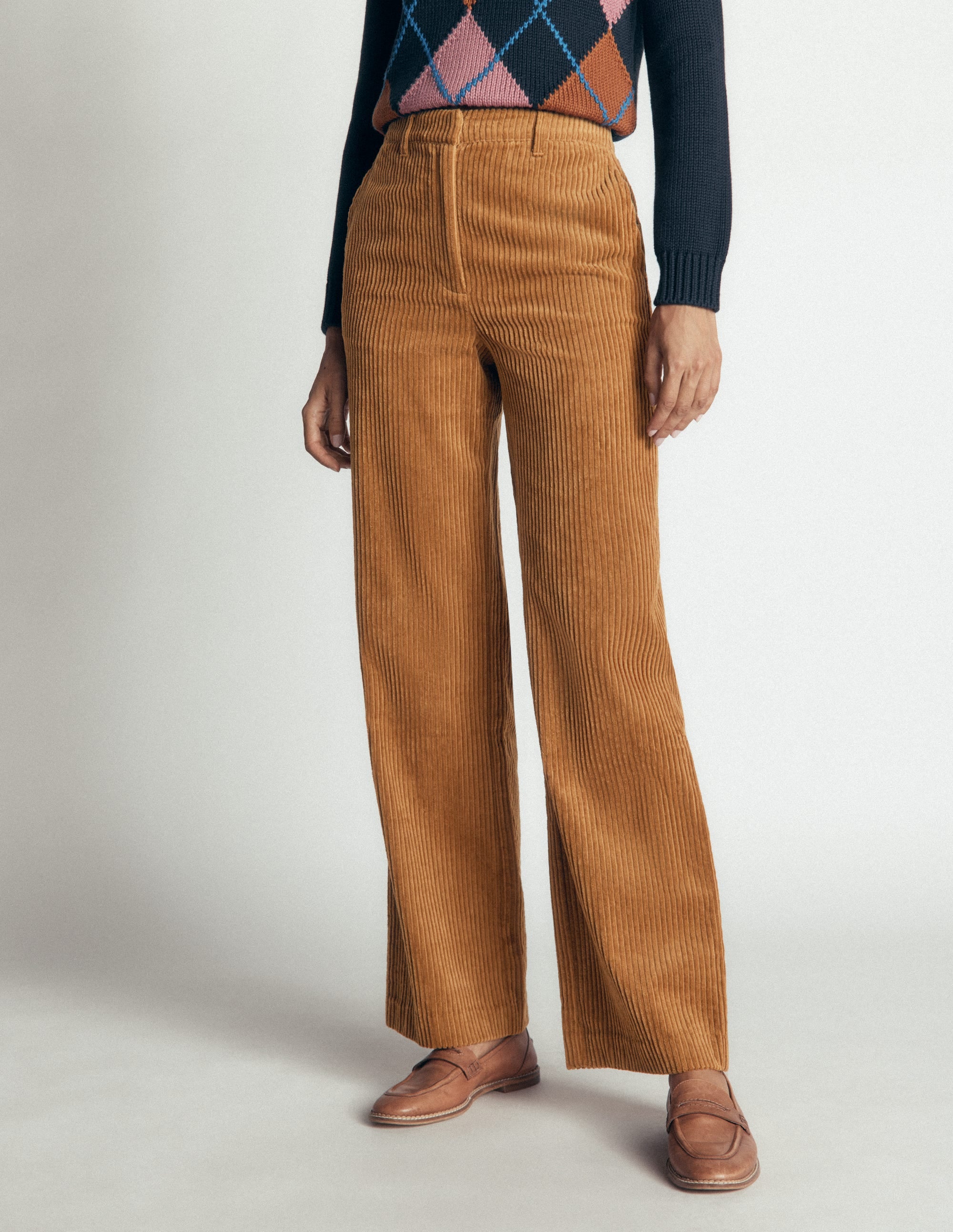 Fitzrovia Cord Column Pants-Gingerbread - Image 4