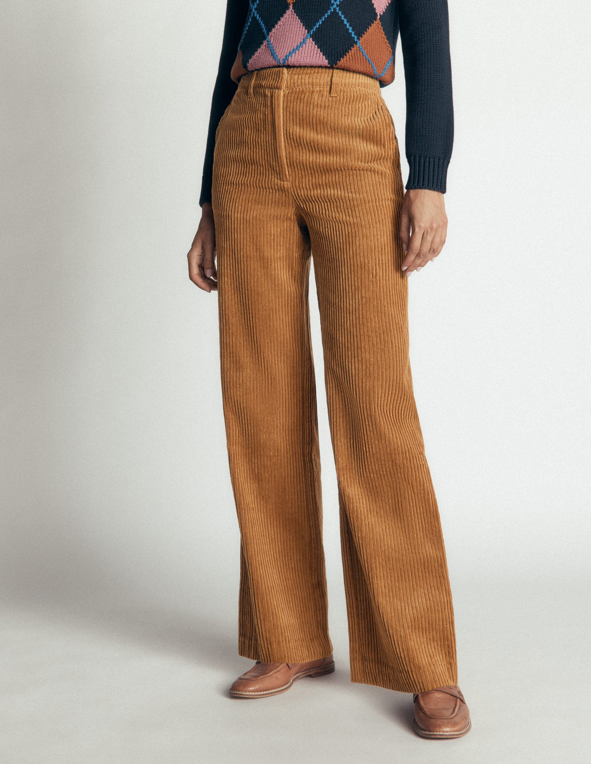Fitzrovia Cord Column Pants-Gingerbread-4
