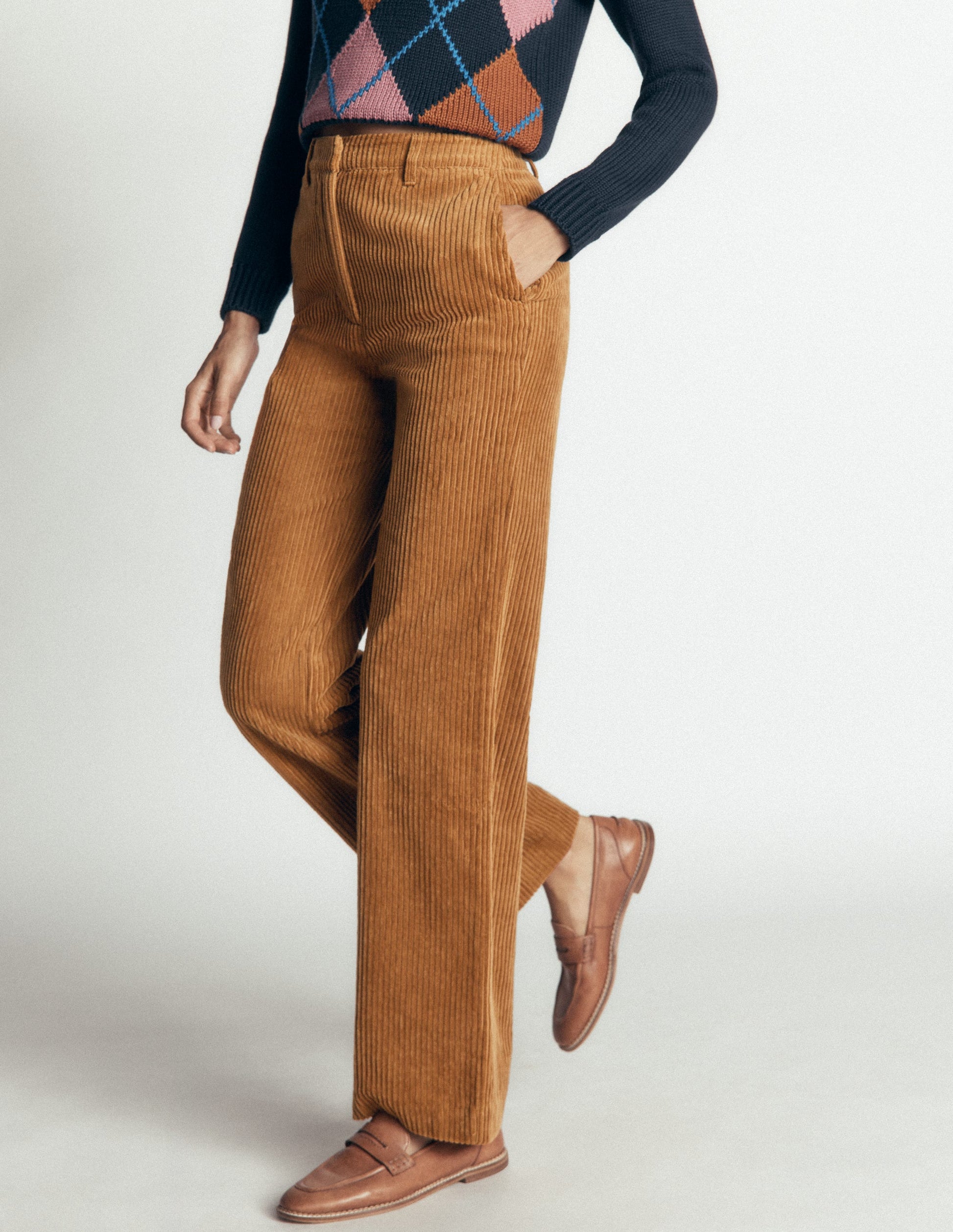 Fitzrovia Cord Column Pants-Gingerbread-6