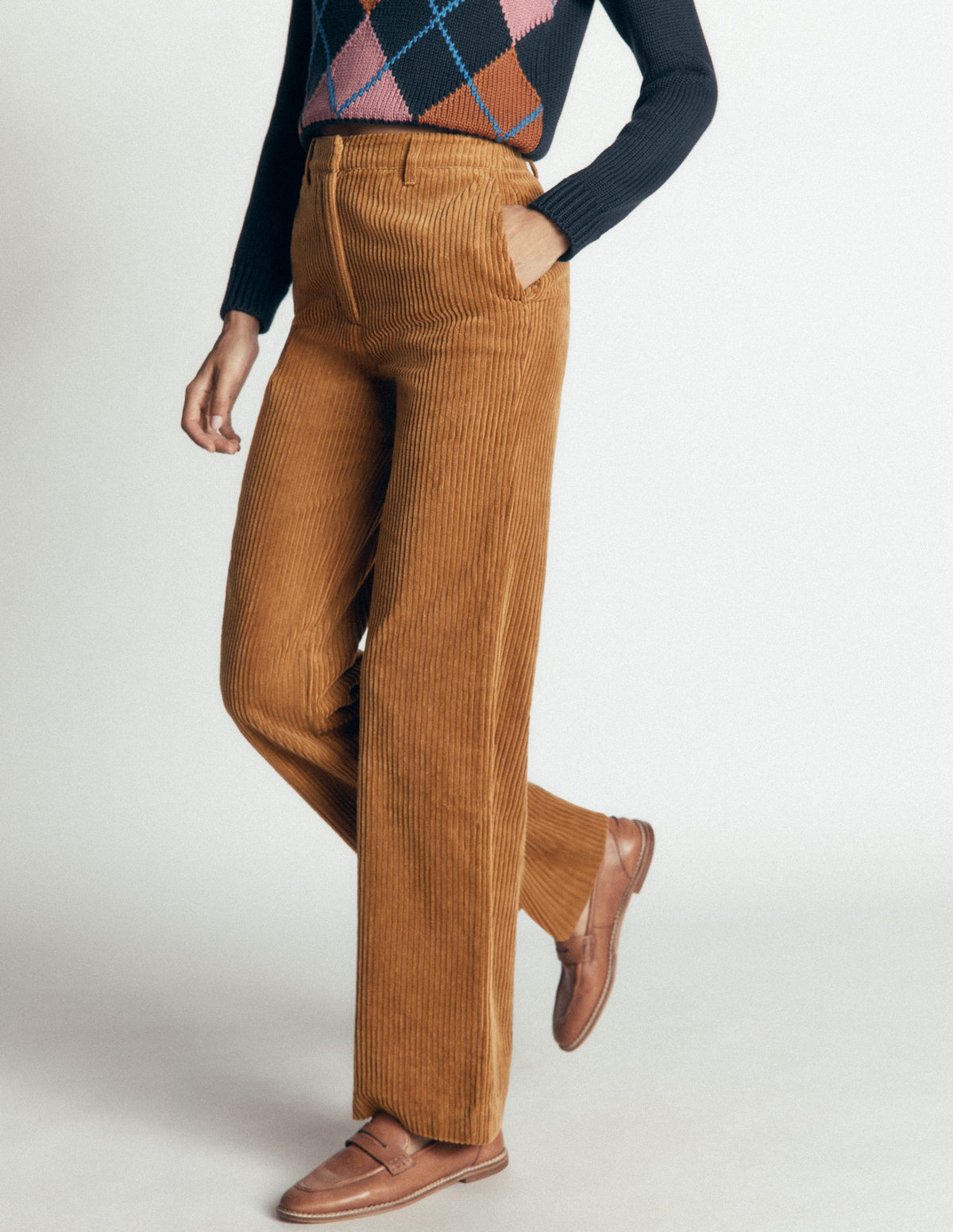 Fitzrovia Cord Column Pants-Gingerbread-6