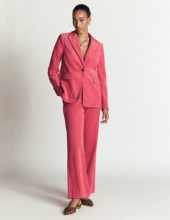 Fitzrovia Cord Column Pants-Cherry Blush