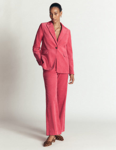 Fitzrovia Cord Column Pants-Cherry Blush