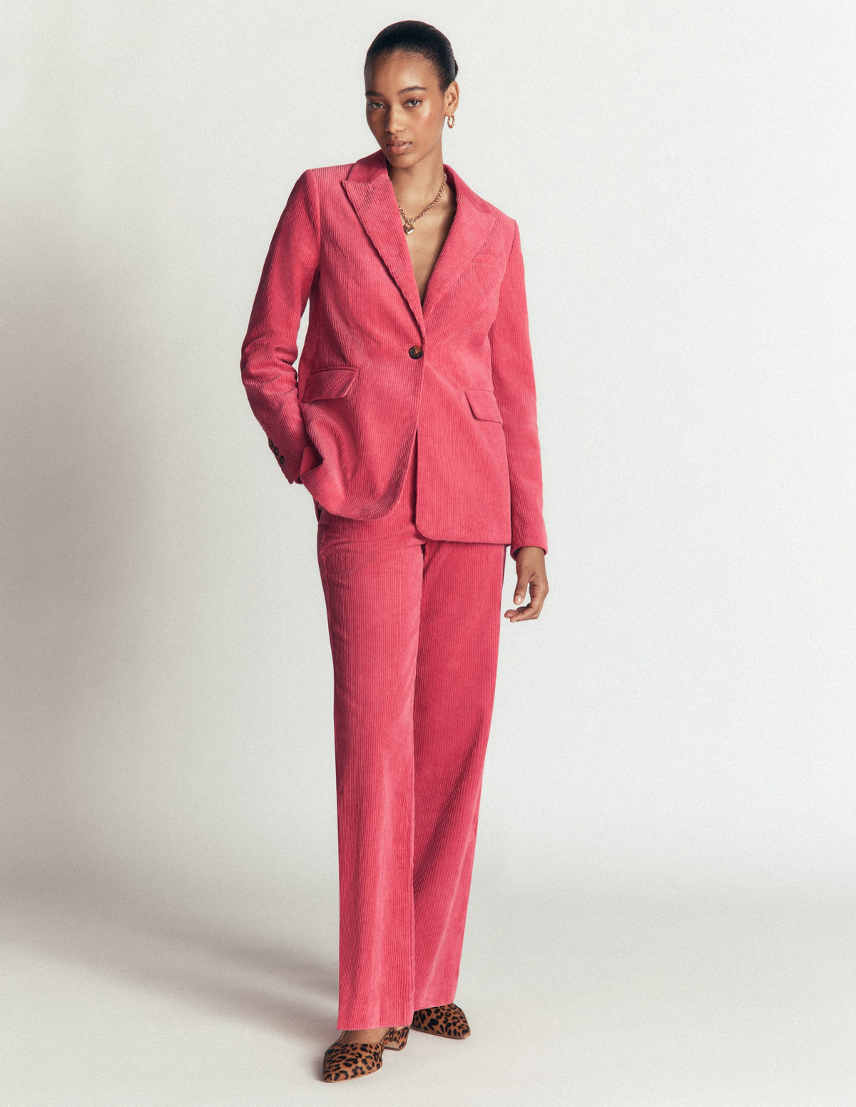 Fitzrovia Cord Column Pants-Cherry Blush-1