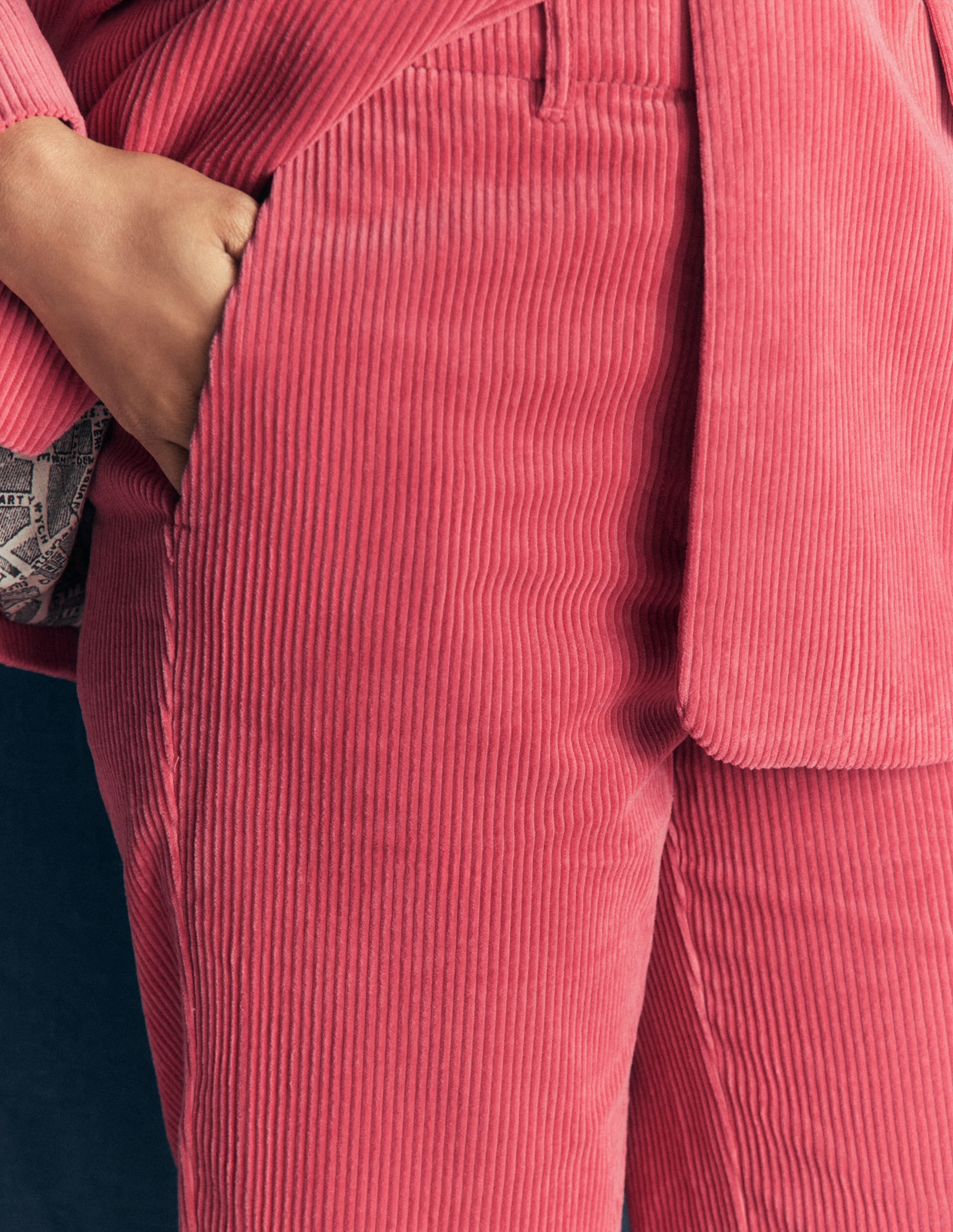 Fitzrovia Cord Column Pants-Cherry Blush - Image 2