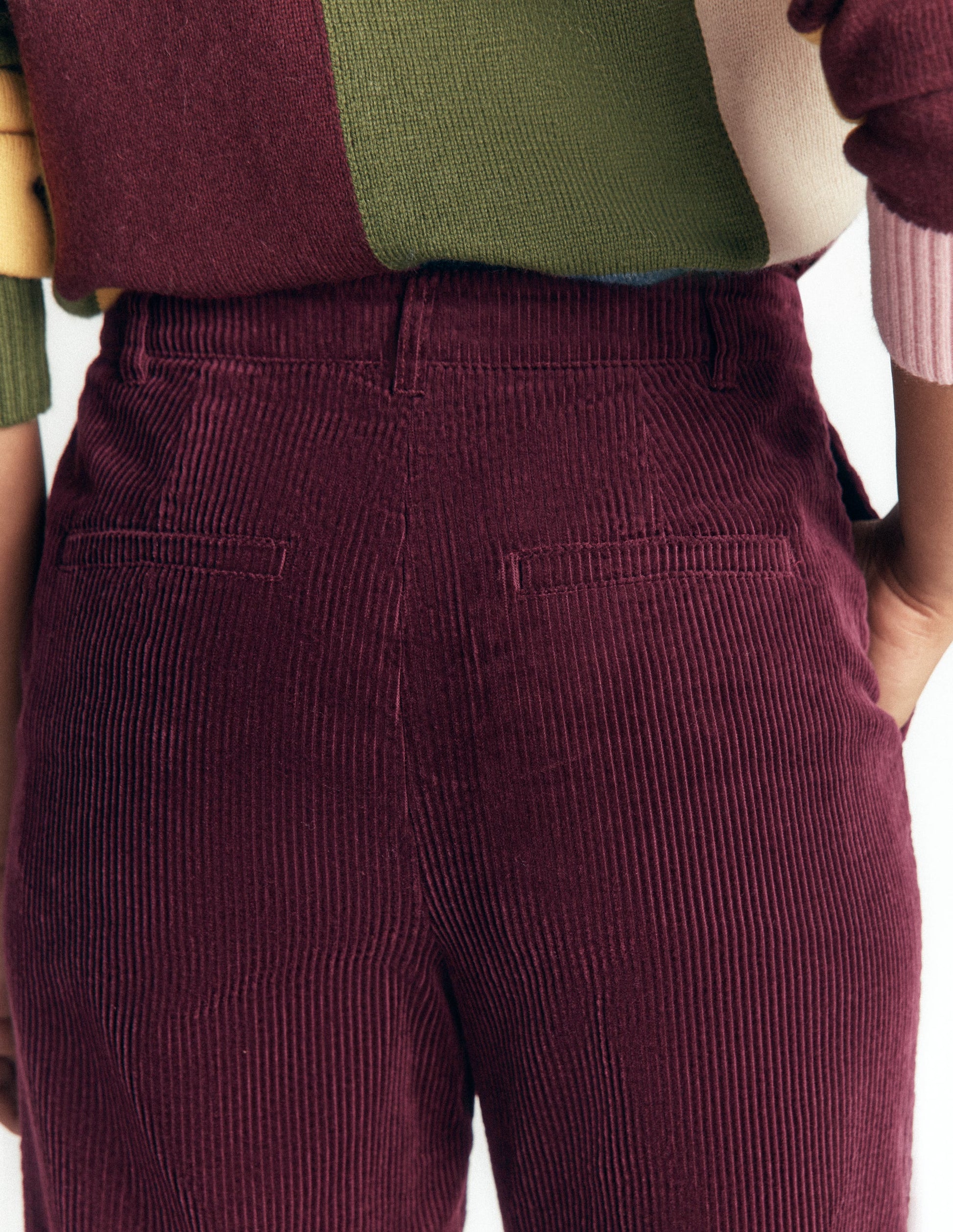 Fitzrovia Cord Column Pants-Dark Cherry-2