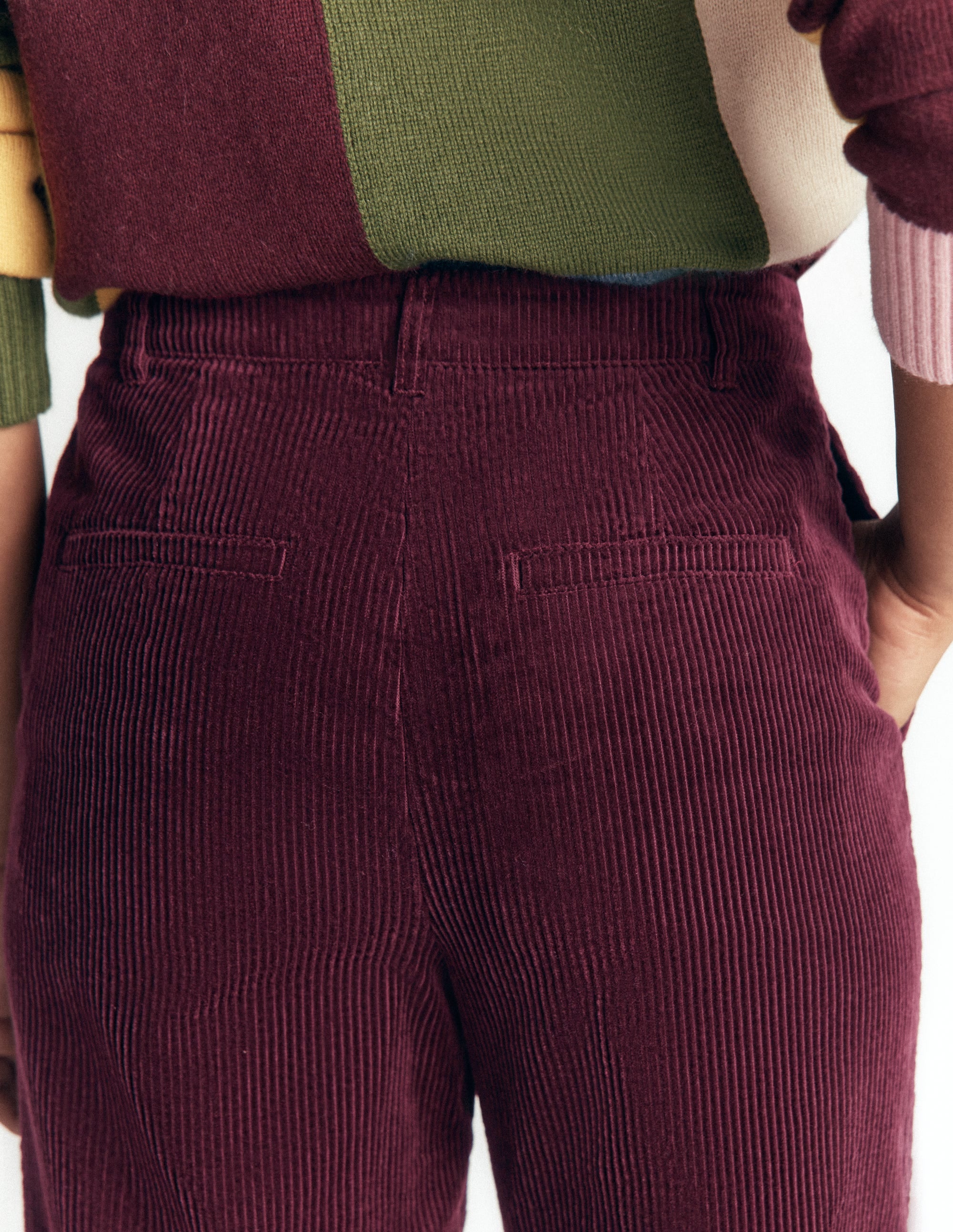 Fitzrovia Cord Column Pants-Dark Cherry - Image 2