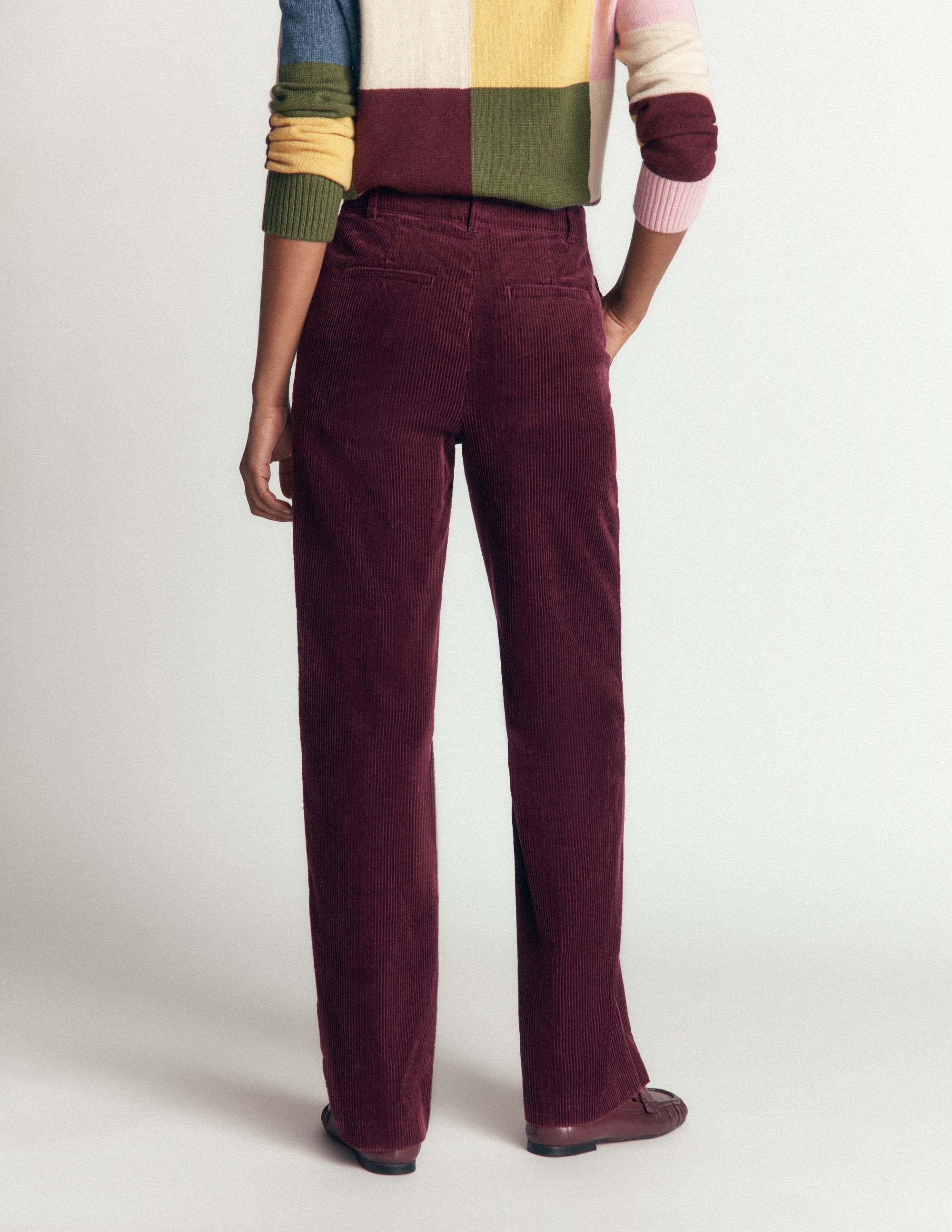 Fitzrovia Cord Column Pants-Dark Cherry - Image 3