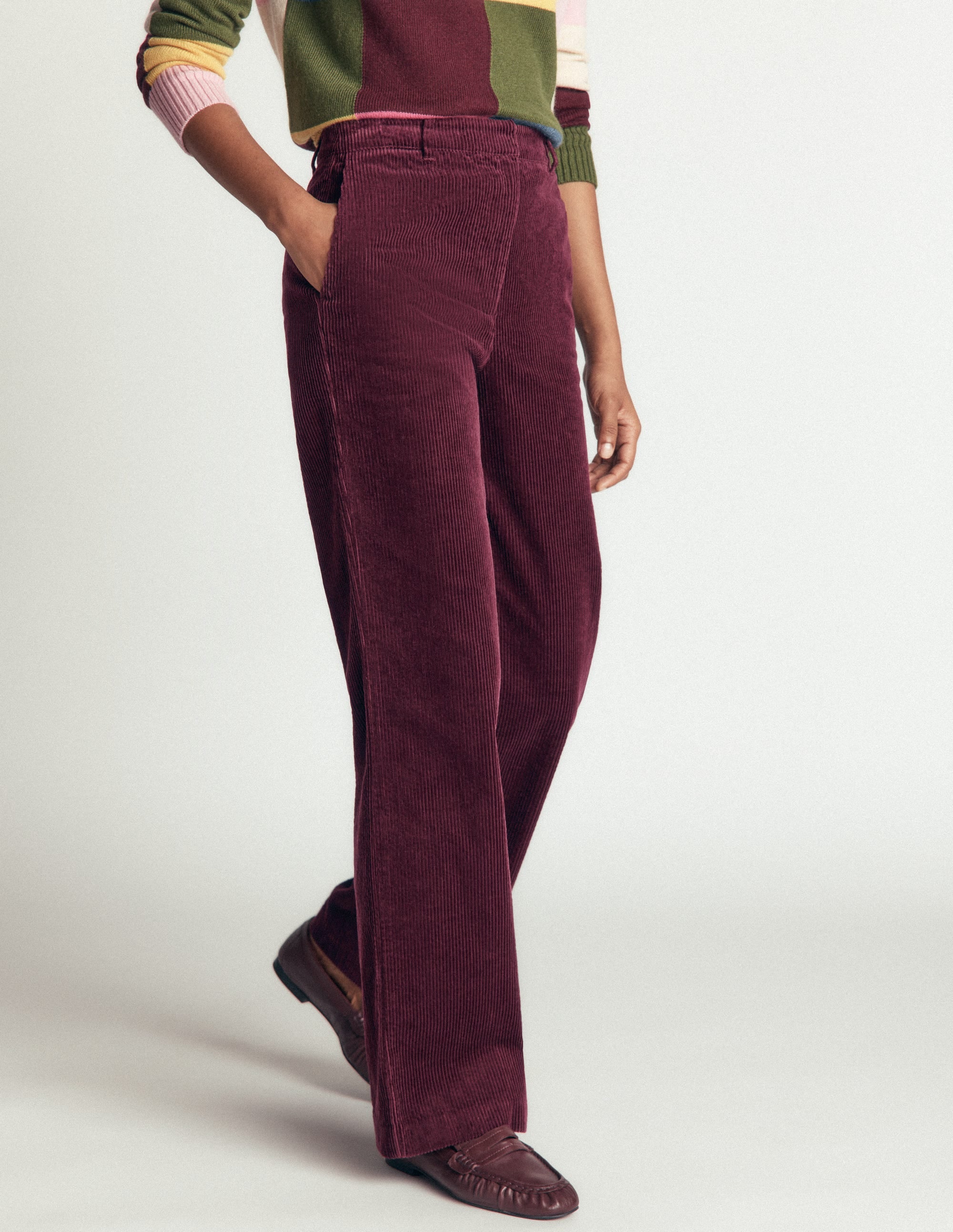 Fitzrovia Cord Column Pants-Dark Cherry - Image 4