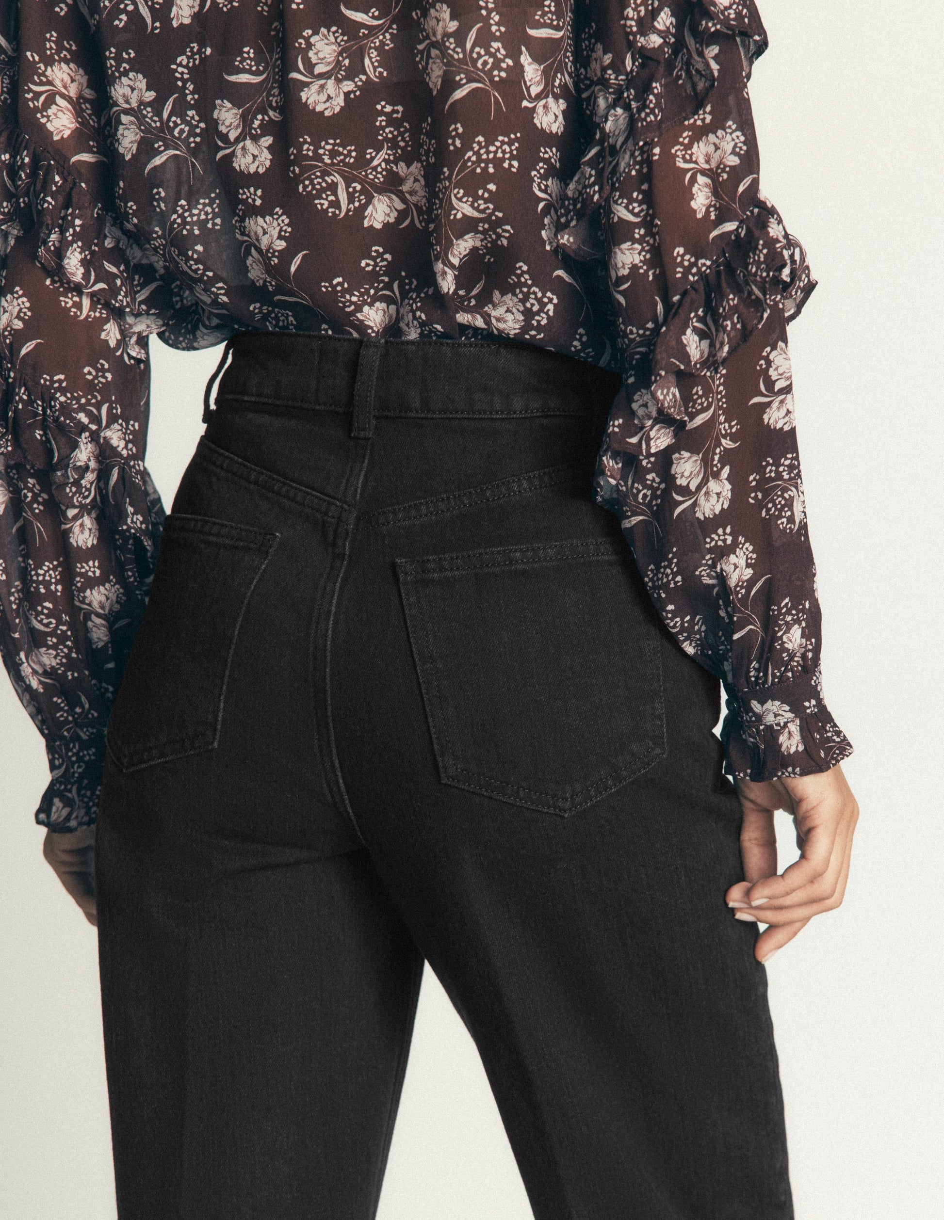 Tapered Leg Jeans-Washed Black-2