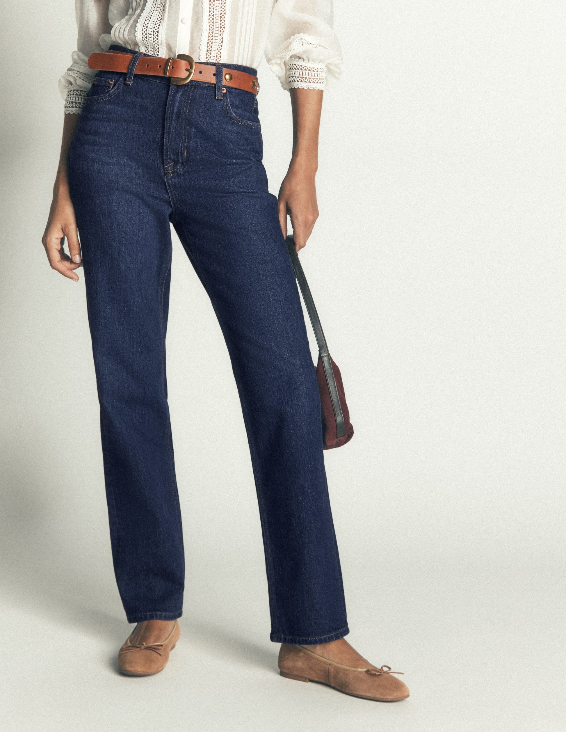 Tapered Leg Jeans-Indigo-4