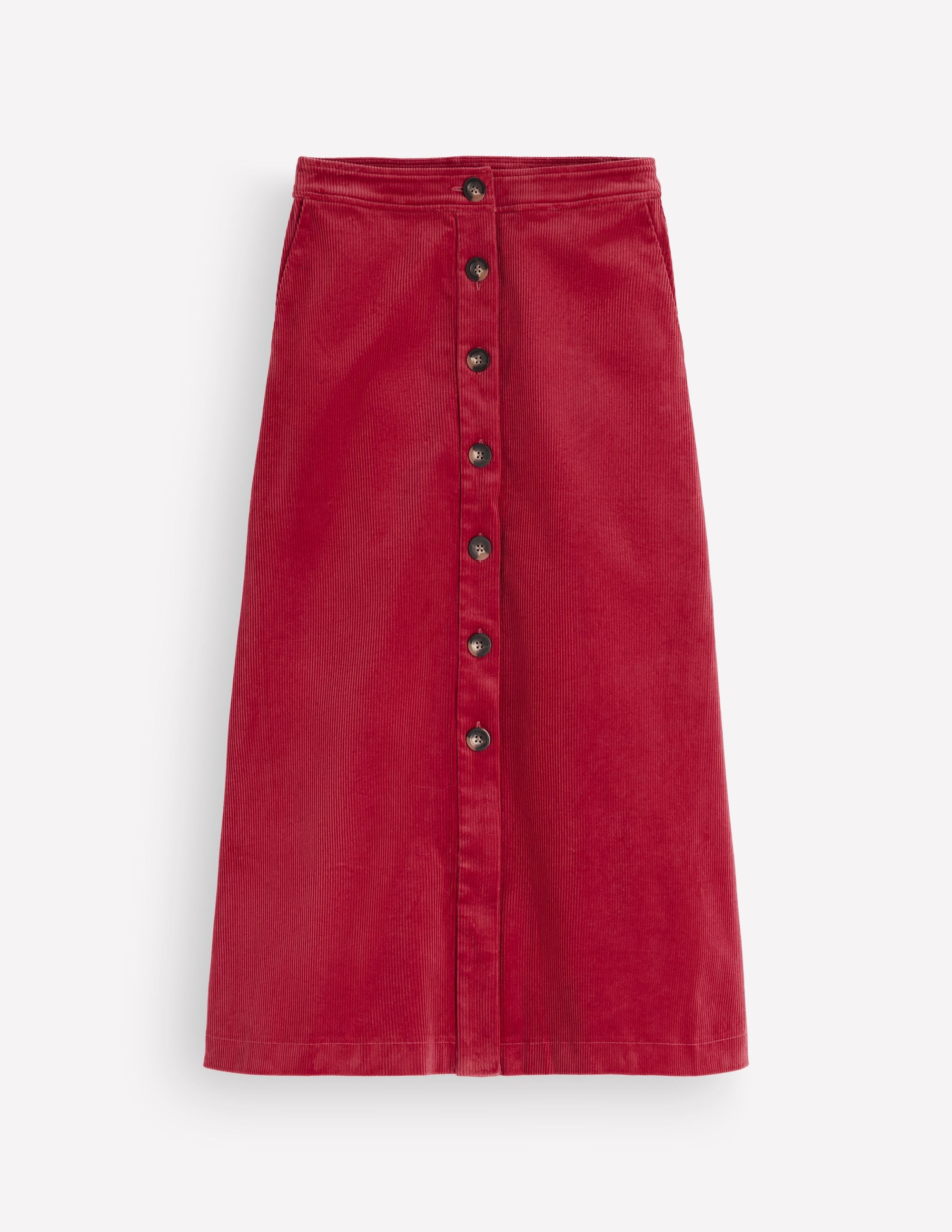 Val Button Cord Midi Skirt-Red Earth - Image 6