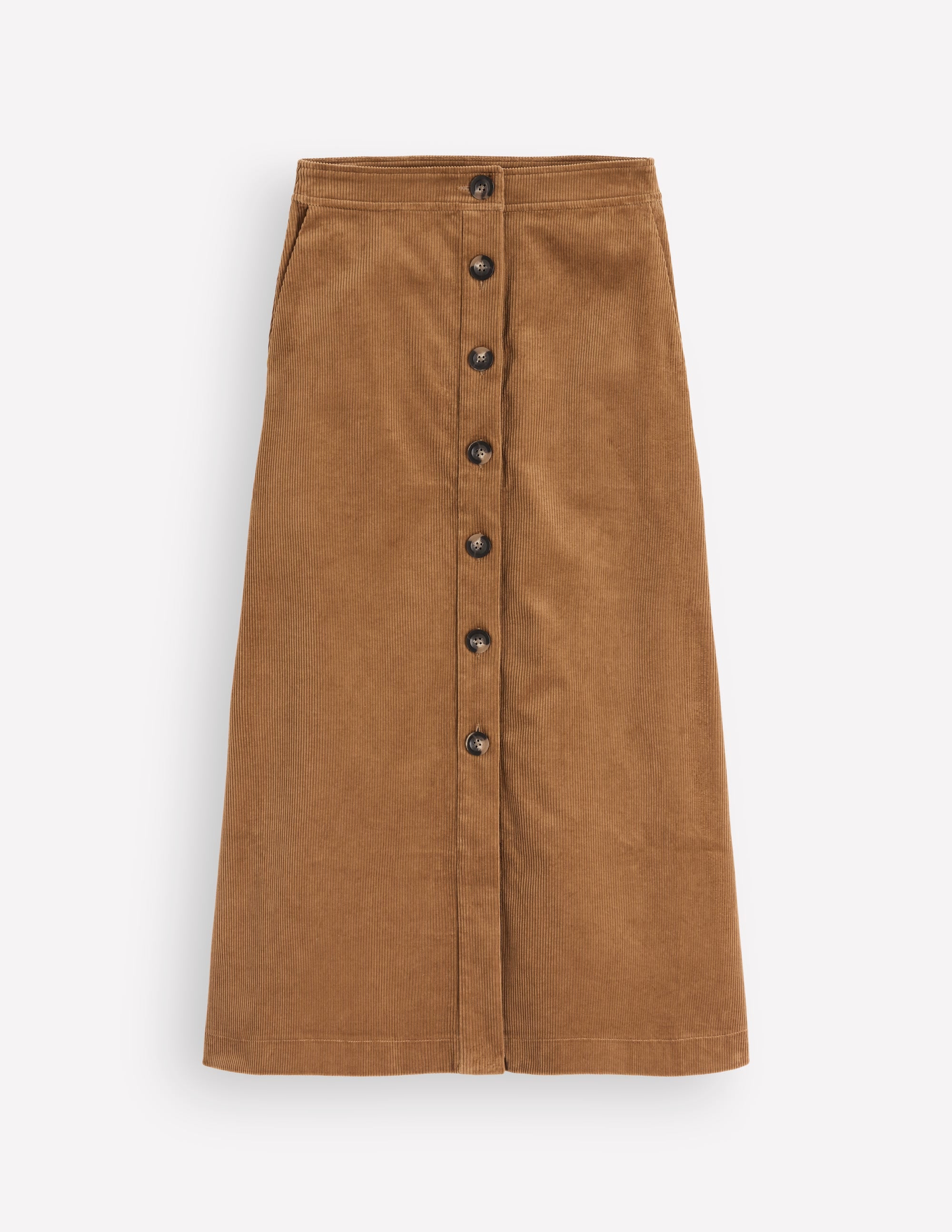 Val Button Cord Midi Skirt-Gingerbread - Image 5