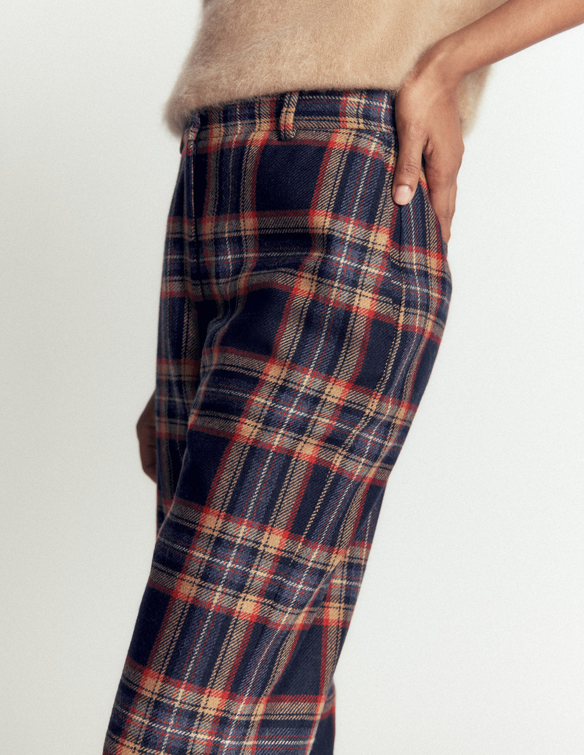 Fitzrovia Wool Blend Pants-Navy and Camel Check-4