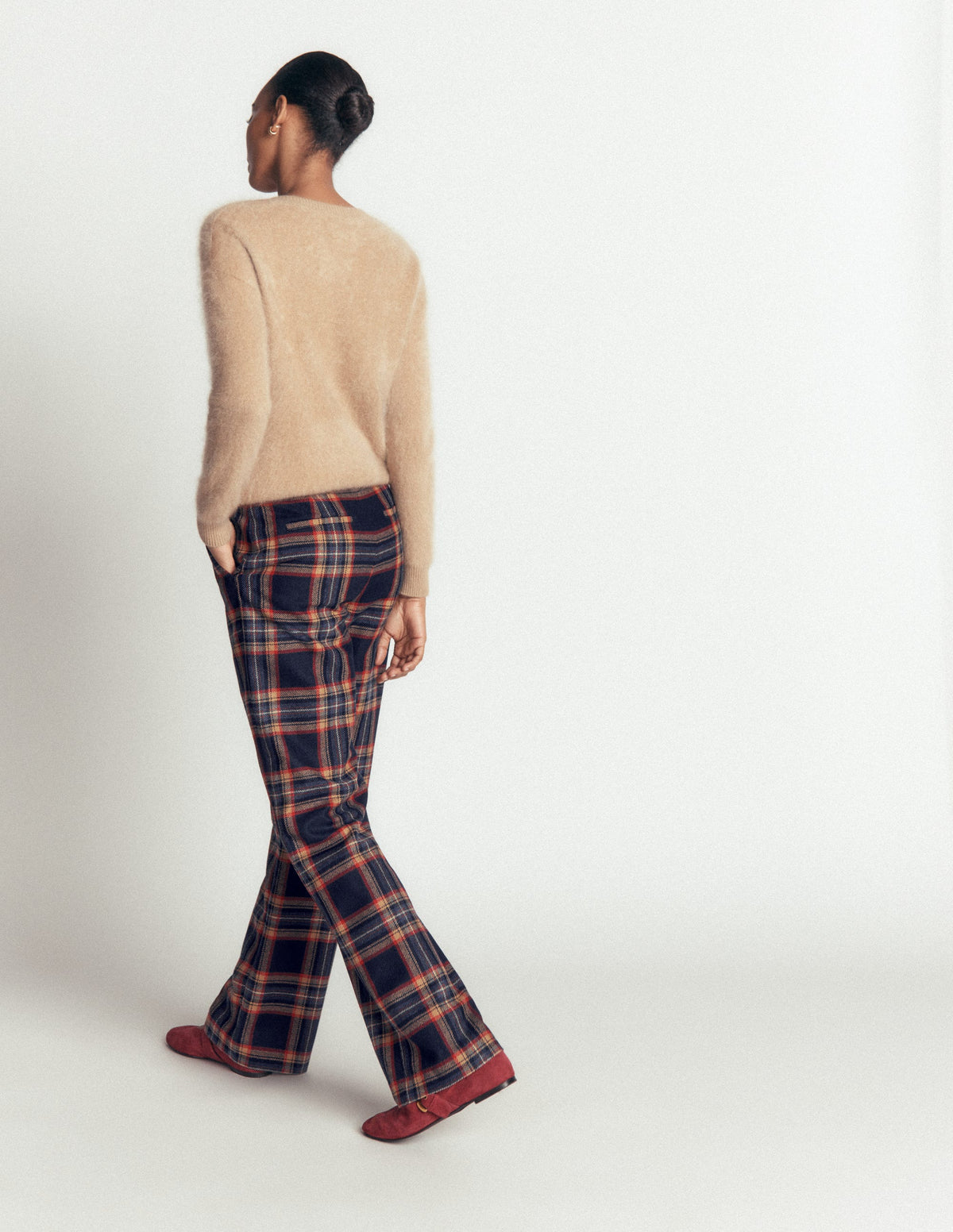 Fitzrovia Wool Blend Pants-Navy and Camel Check - Image 4