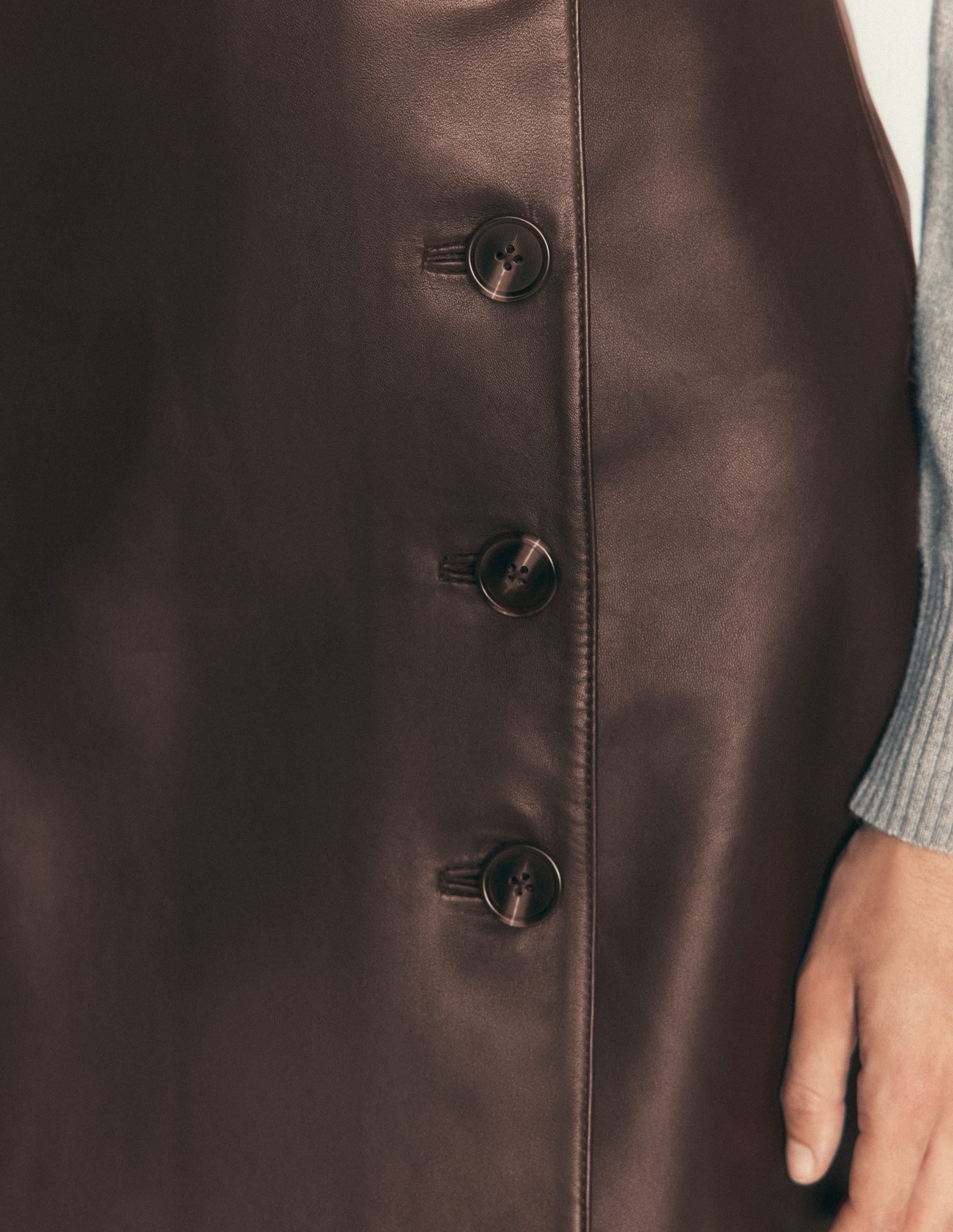 Evelyn Leather Wrap Skirt-Chocolate - Image 2
