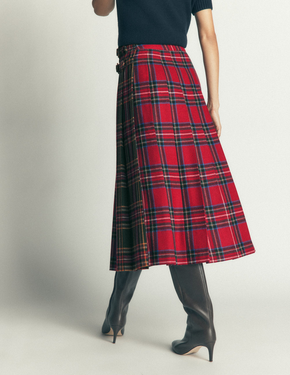 Pleated Midi Kilt-Hotch Check-4