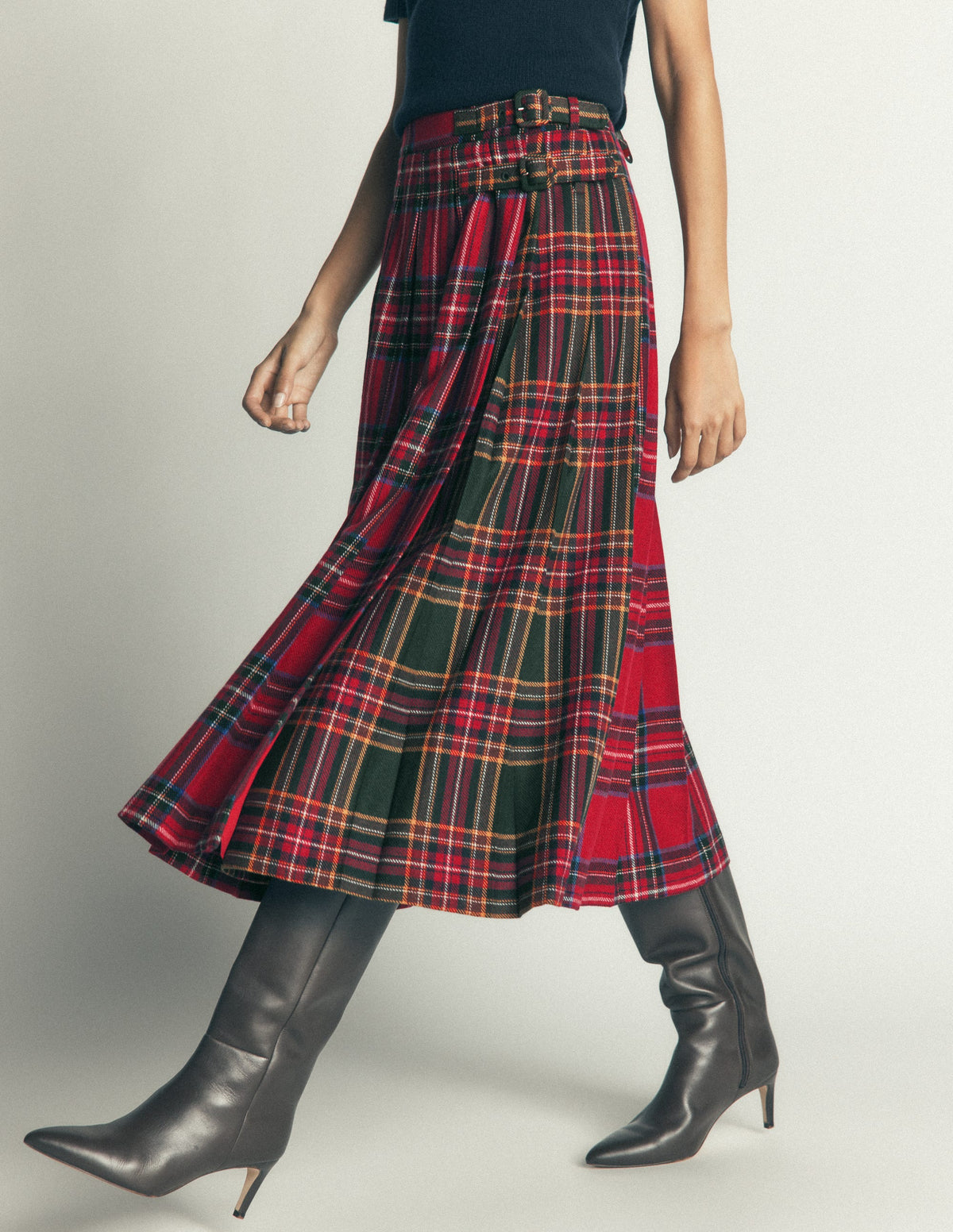 Pleated Midi Kilt-Hotch Check - Image 6