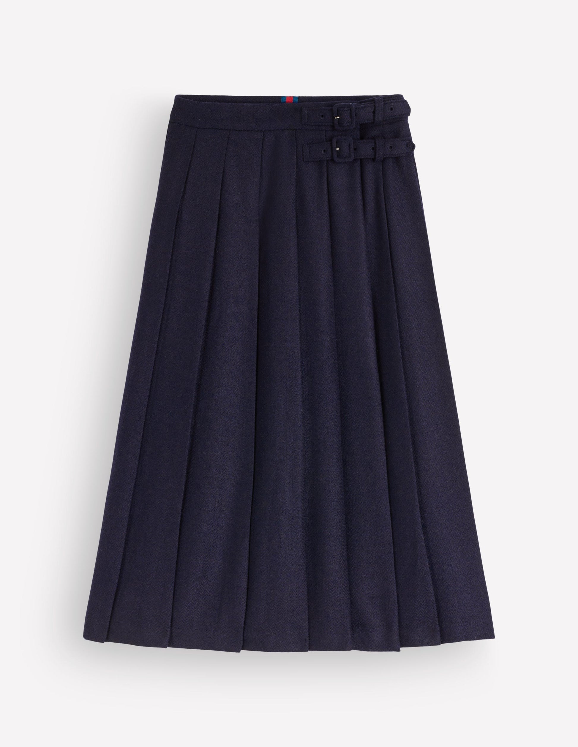 Pleated Midi Kilt-Navy Herringbone-5