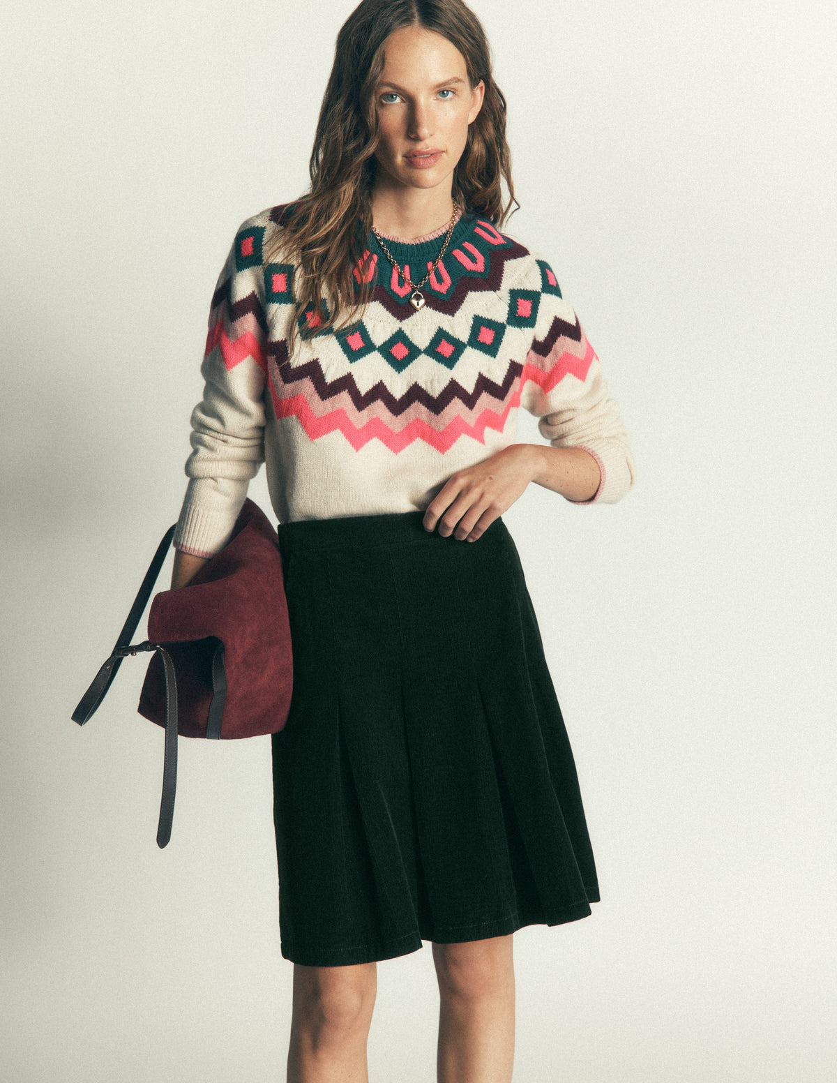 Flippy Cord Skirt-Midnight Emerald - Image 1
