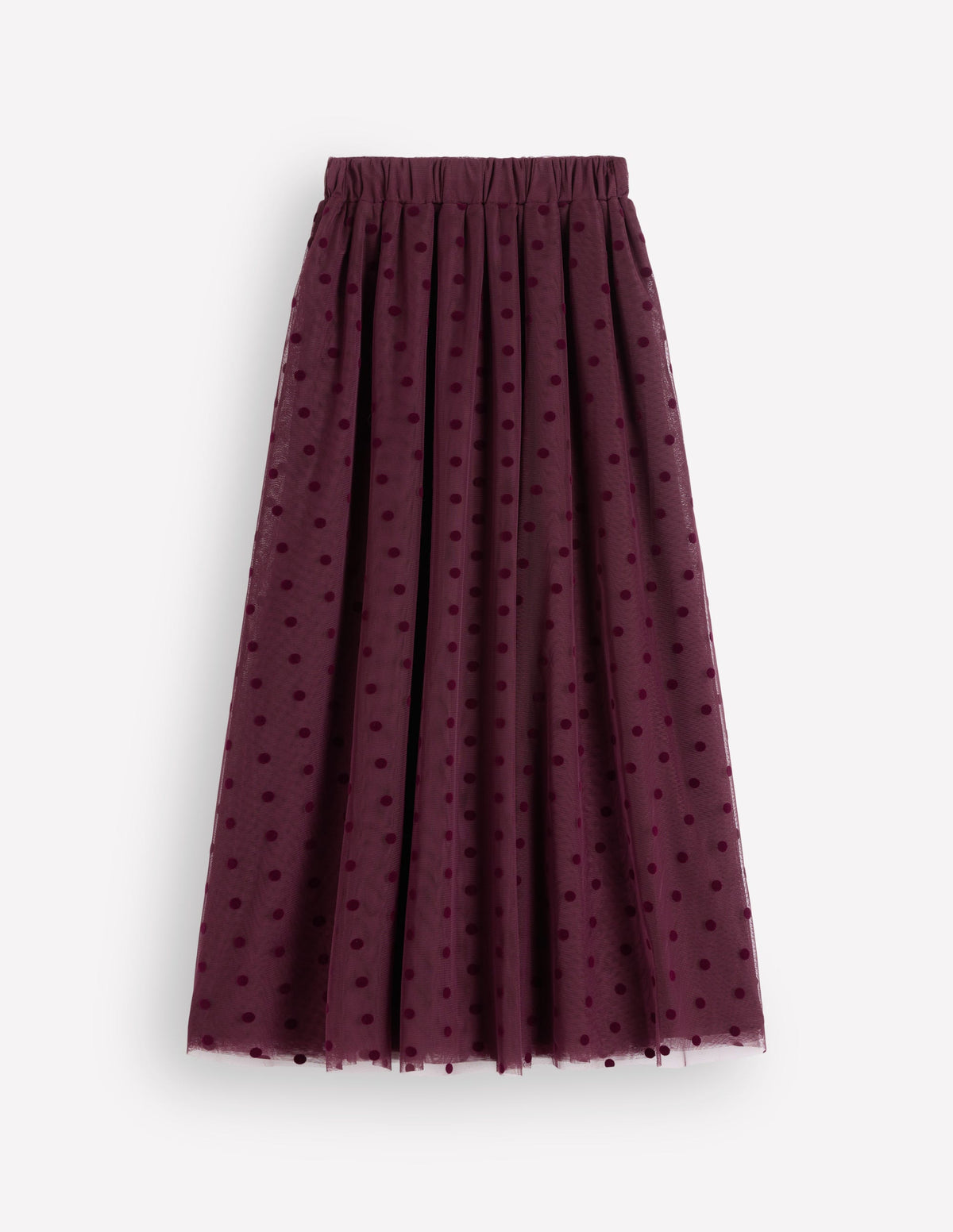 Full Tulle Party Skirt-Dark Cherry Flocked Spot - Image 5