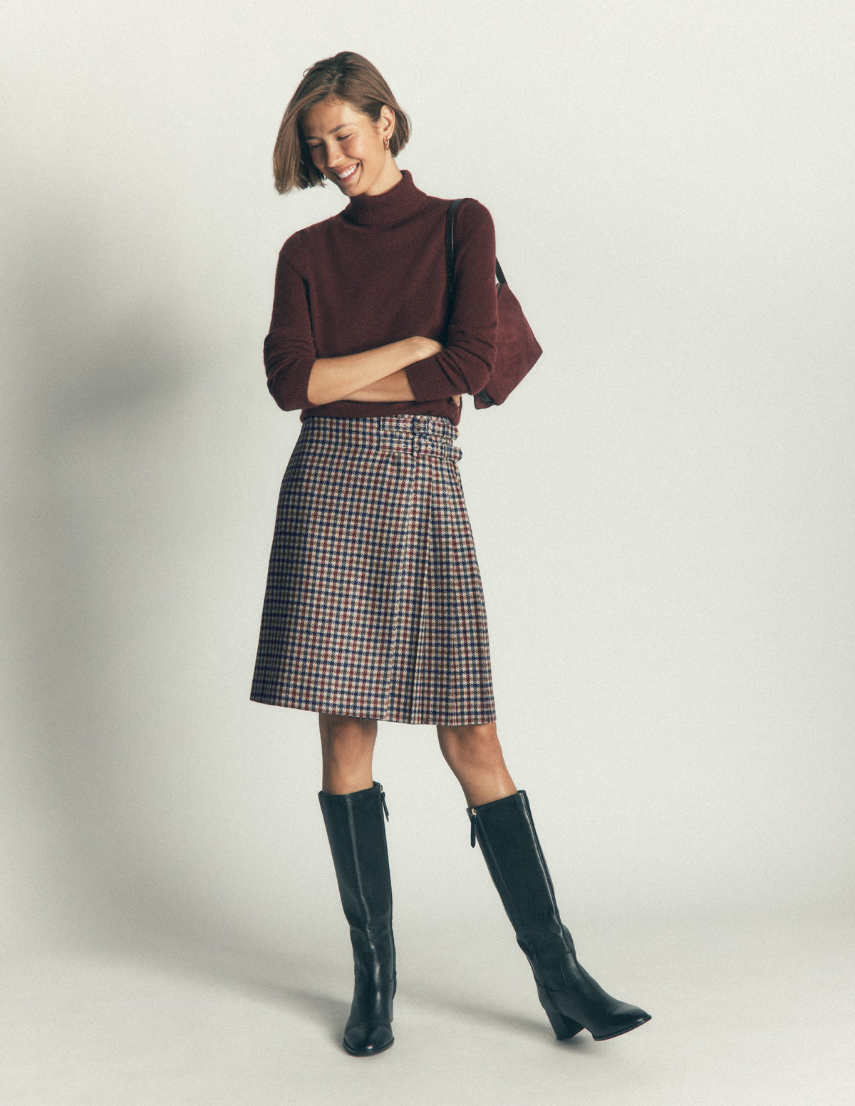 Vera Double Buckle Kilt-Ivory, Blue, Maroon Check-4