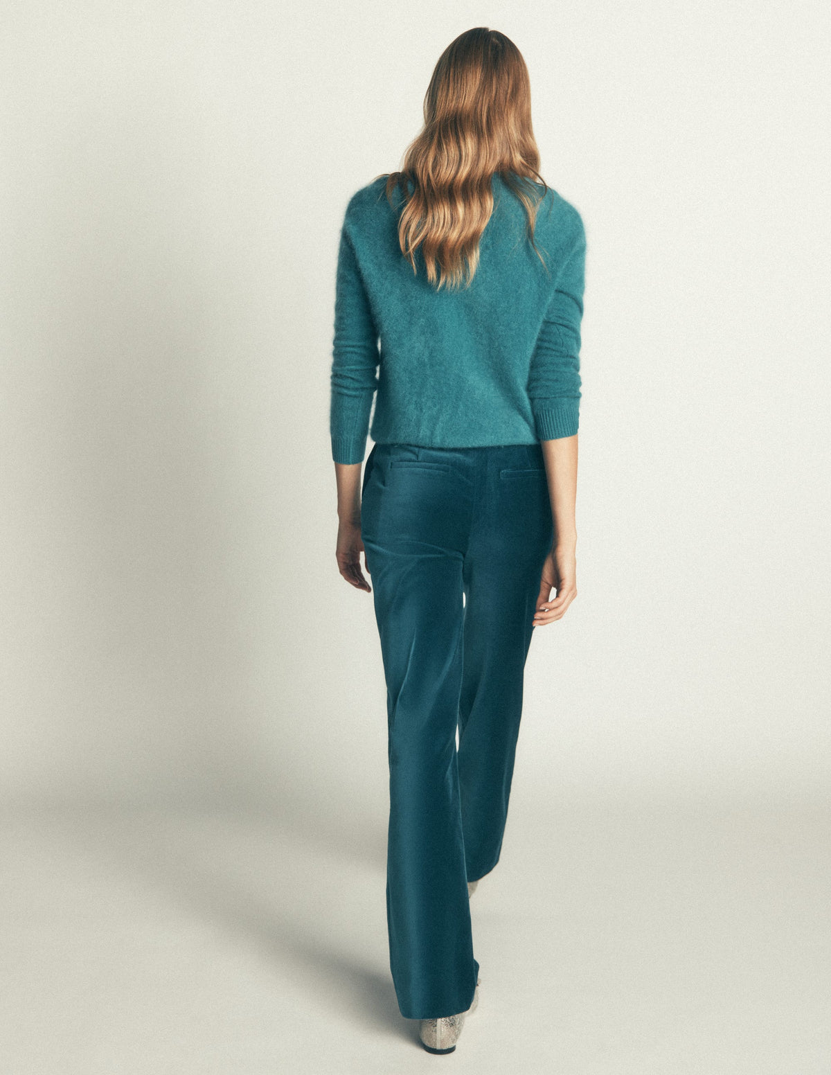Fitzrovia Velvet Pants-Teal Ocean - Image 3