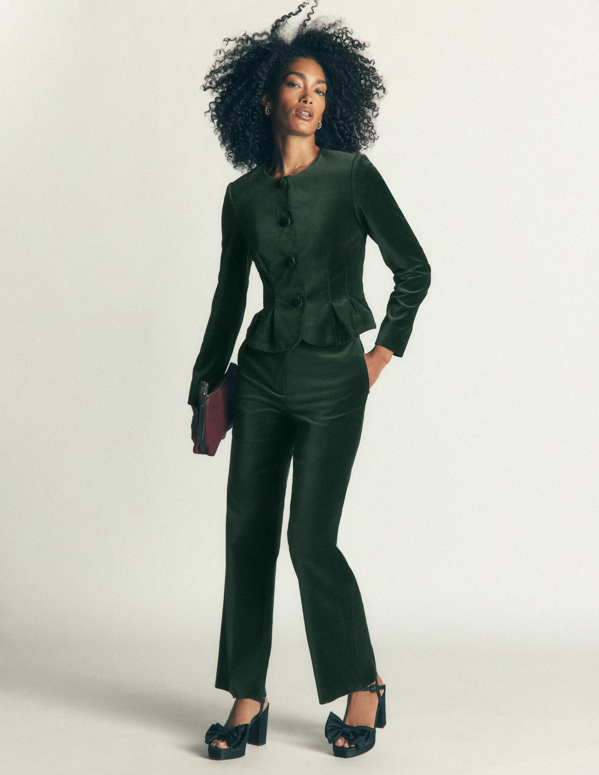 Canonbury Velvet Pants-Midnight Emerald - Image 1