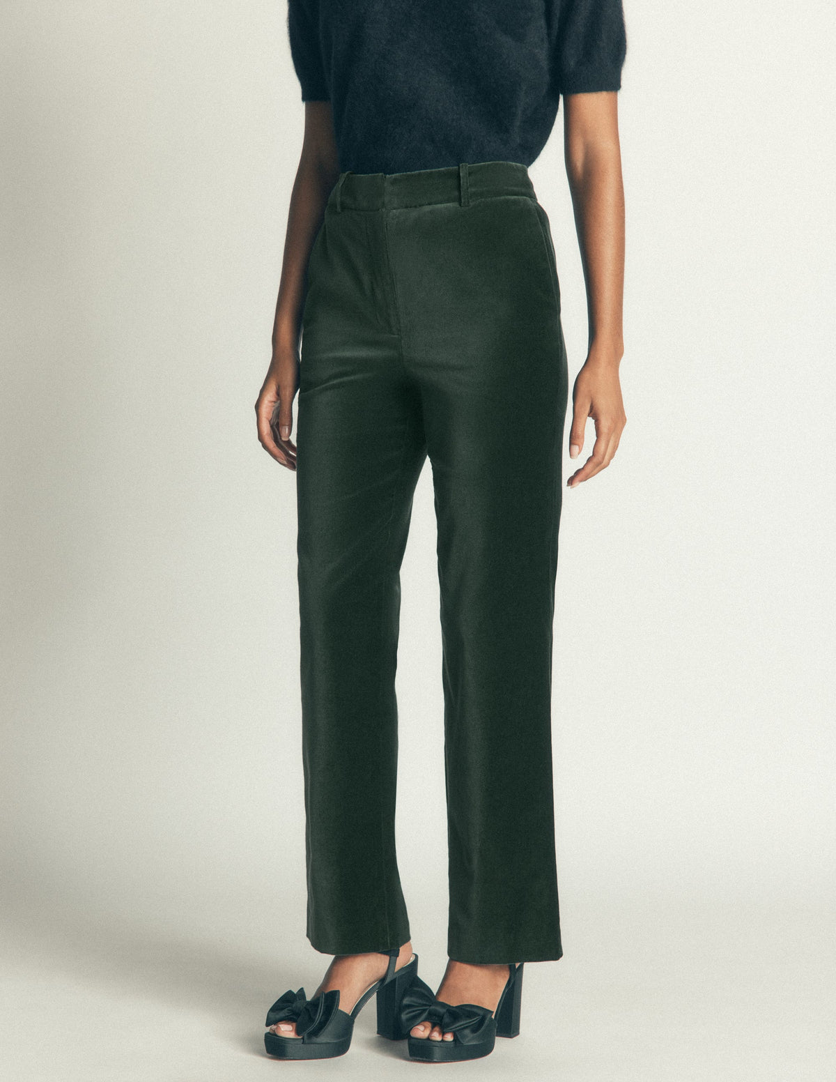Canonbury Velvet Pants-Midnight Emerald - Image 4