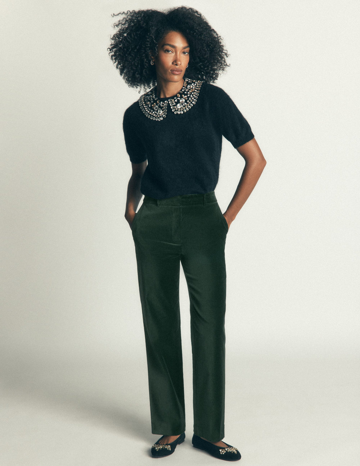 Canonbury Velvet Pants-Midnight Emerald - Image 6