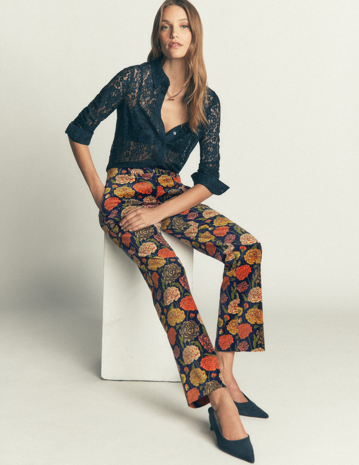 Canonbury Velvet Pants-Floral Print - Image 2
