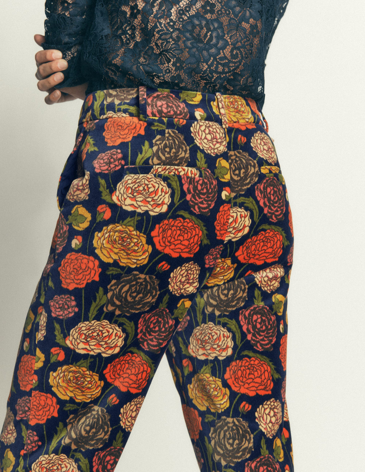 Canonbury Velvet Pants-Floral Print - Image 3