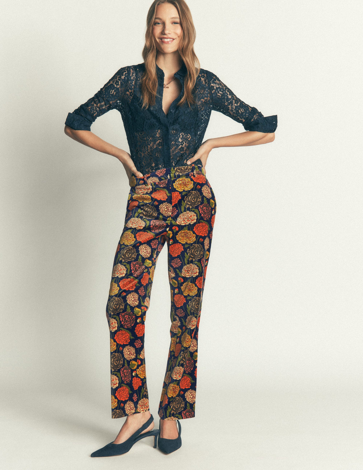Canonbury Velvet Pants-Floral Print-5