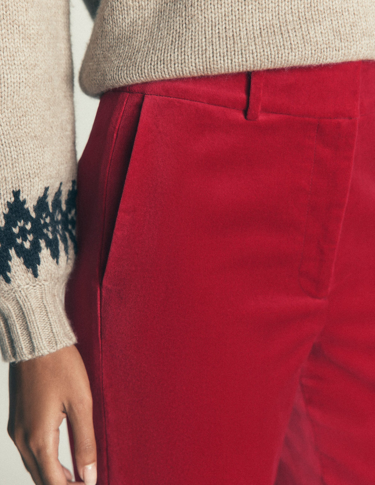 Canonbury Velvet Pants-Savvy Red-3