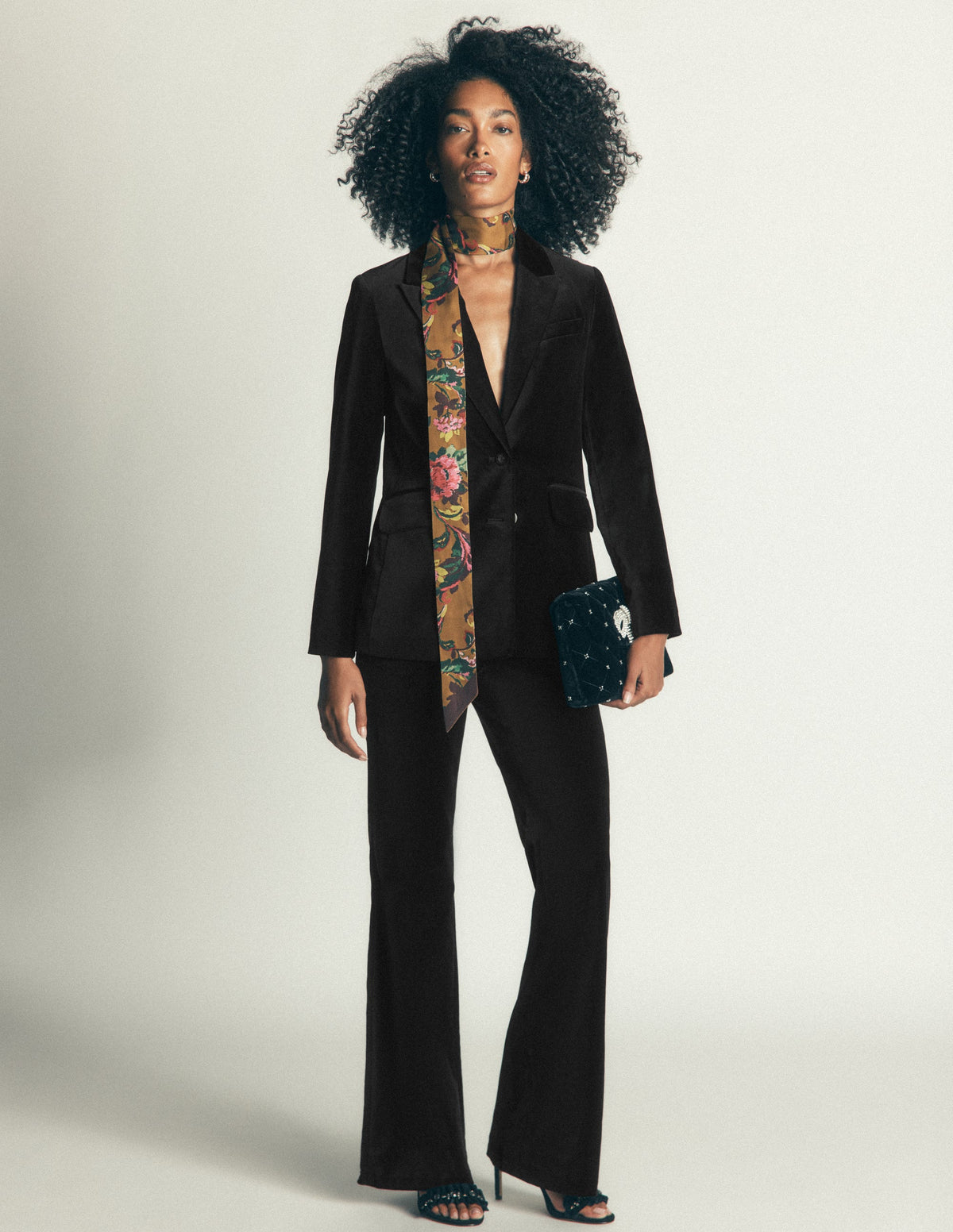 Flare Velvet Pants-Black-1