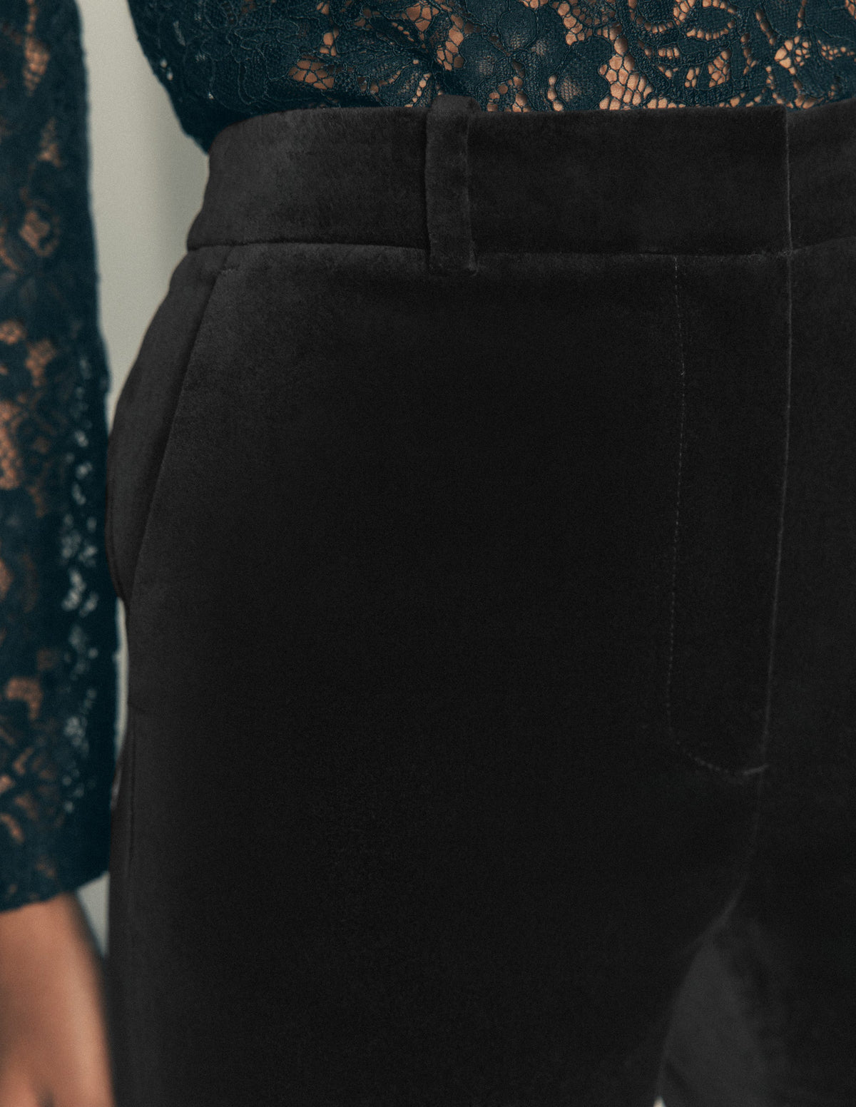Flare Velvet Pants-Black-2