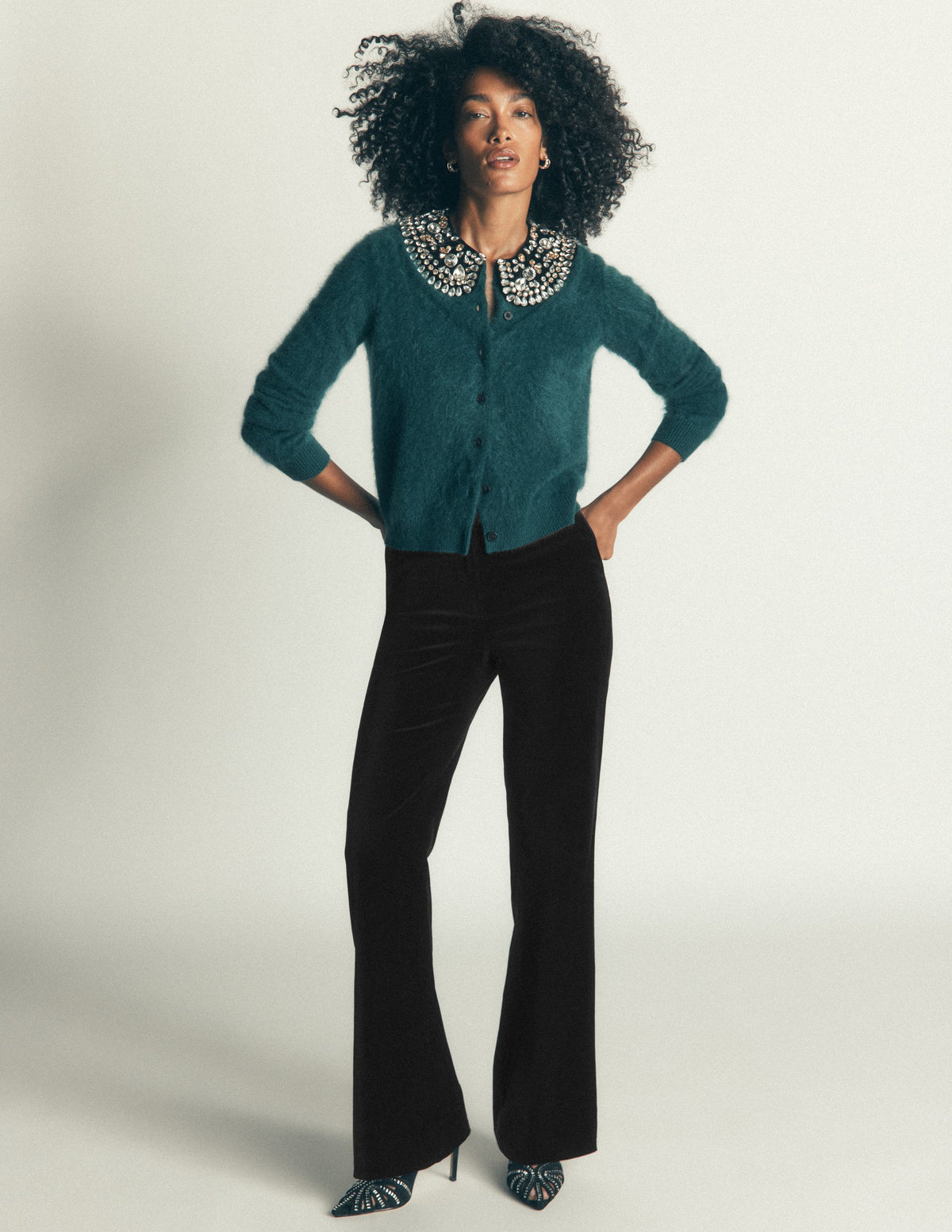 Flare Velvet Pants-Black - Image 6